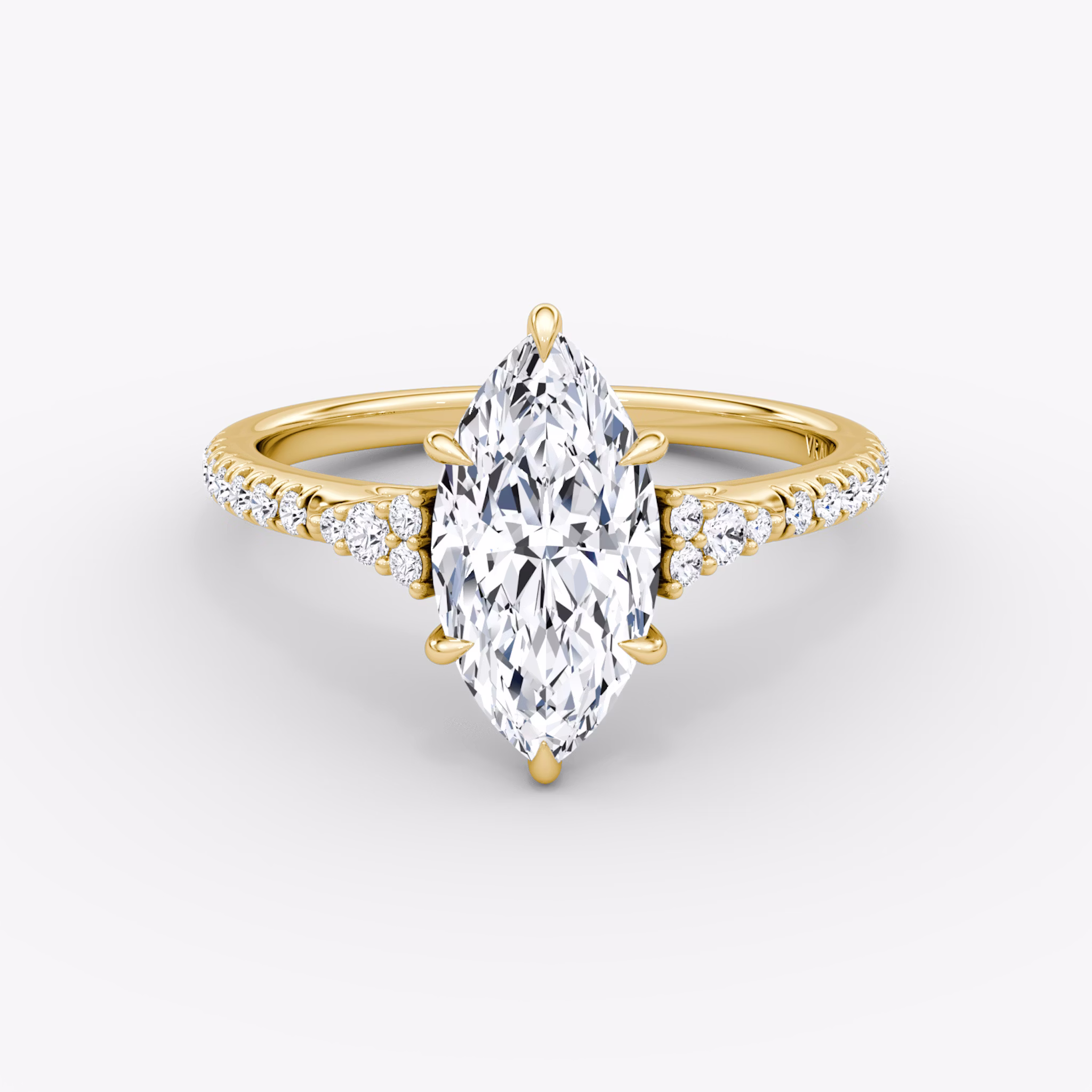 The Side Cluster Cathedral | Marquise | 18k | Yellow Gold | bandAccent: Pavé | diamondOrientation: vertical | caratWeight: other