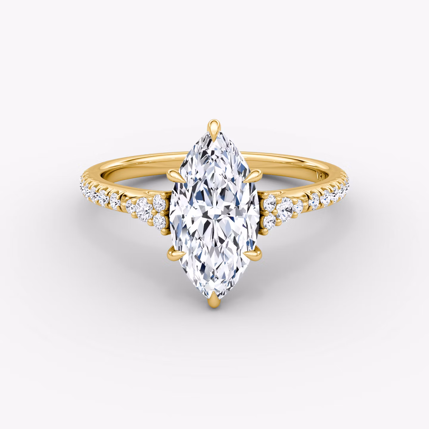 The Side Cluster Cathedral Marquise | Yellow Gold