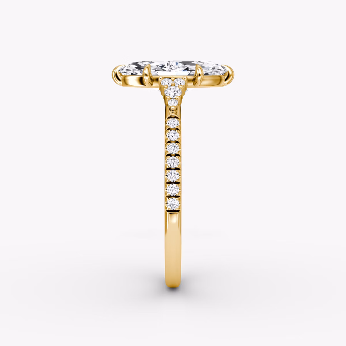 The Side Cluster Cathedral | Marquise | 18k | Yellow Gold | bandAccent: Pavé | diamondOrientation: vertical | caratWeight: other