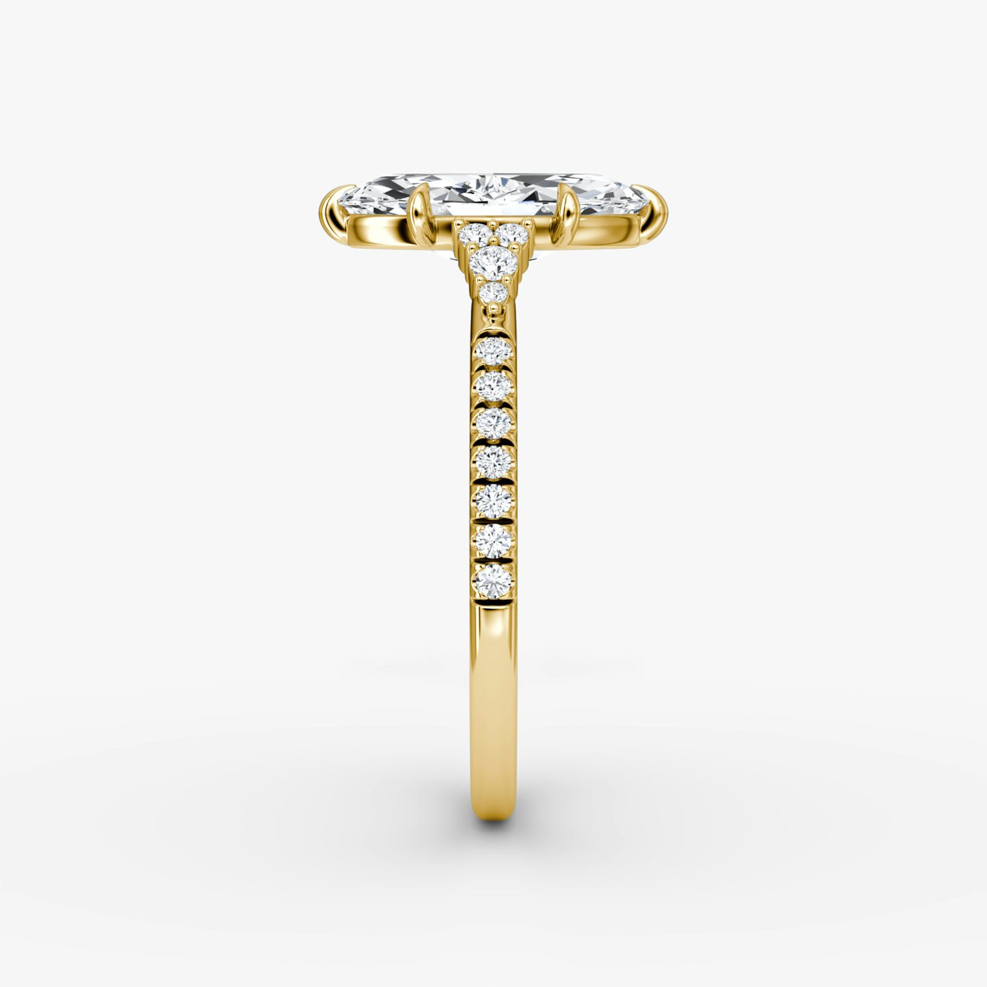 The Side Cluster Cathedral | Marquise | 18k | Yellow Gold | bandAccent: Pavé | diamondOrientation: vertical | caratWeight: other
