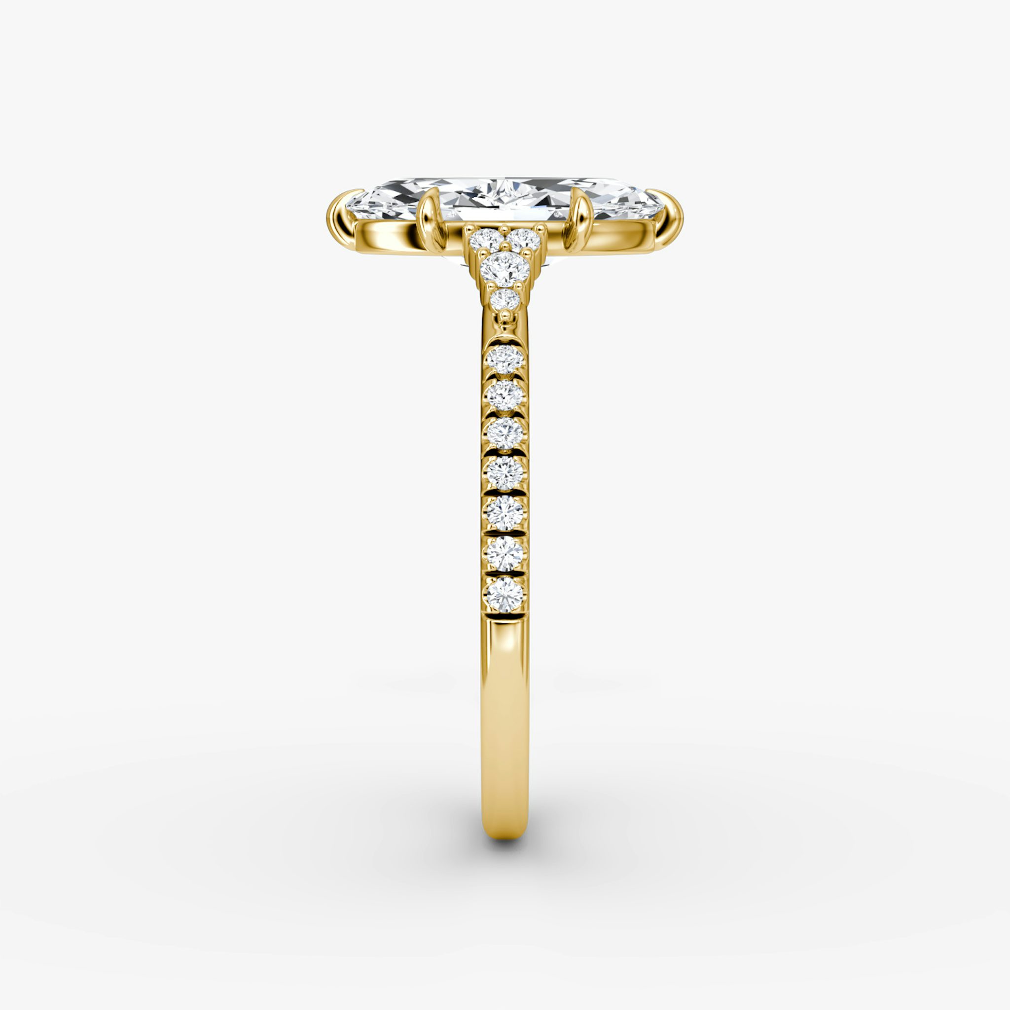 The Side Cluster Cathedral | Marquise | 18k | Yellow Gold | bandAccent: Pavé | diamondOrientation: vertical | caratWeight: other