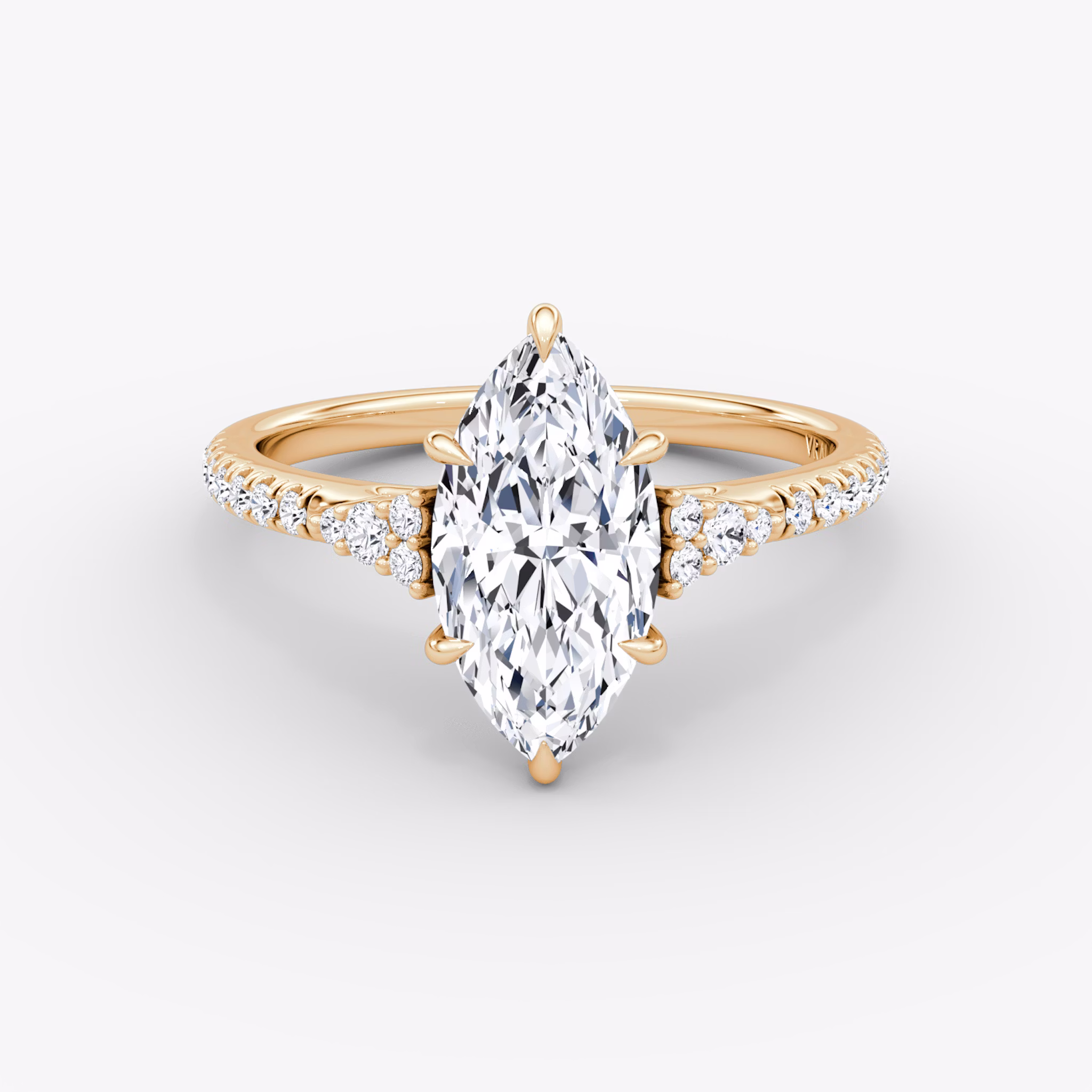 The Side Cluster Cathedral | Marquise | 14k | Rose Gold | bandAccent: Pavé | diamondOrientation: vertical | caratWeight: other