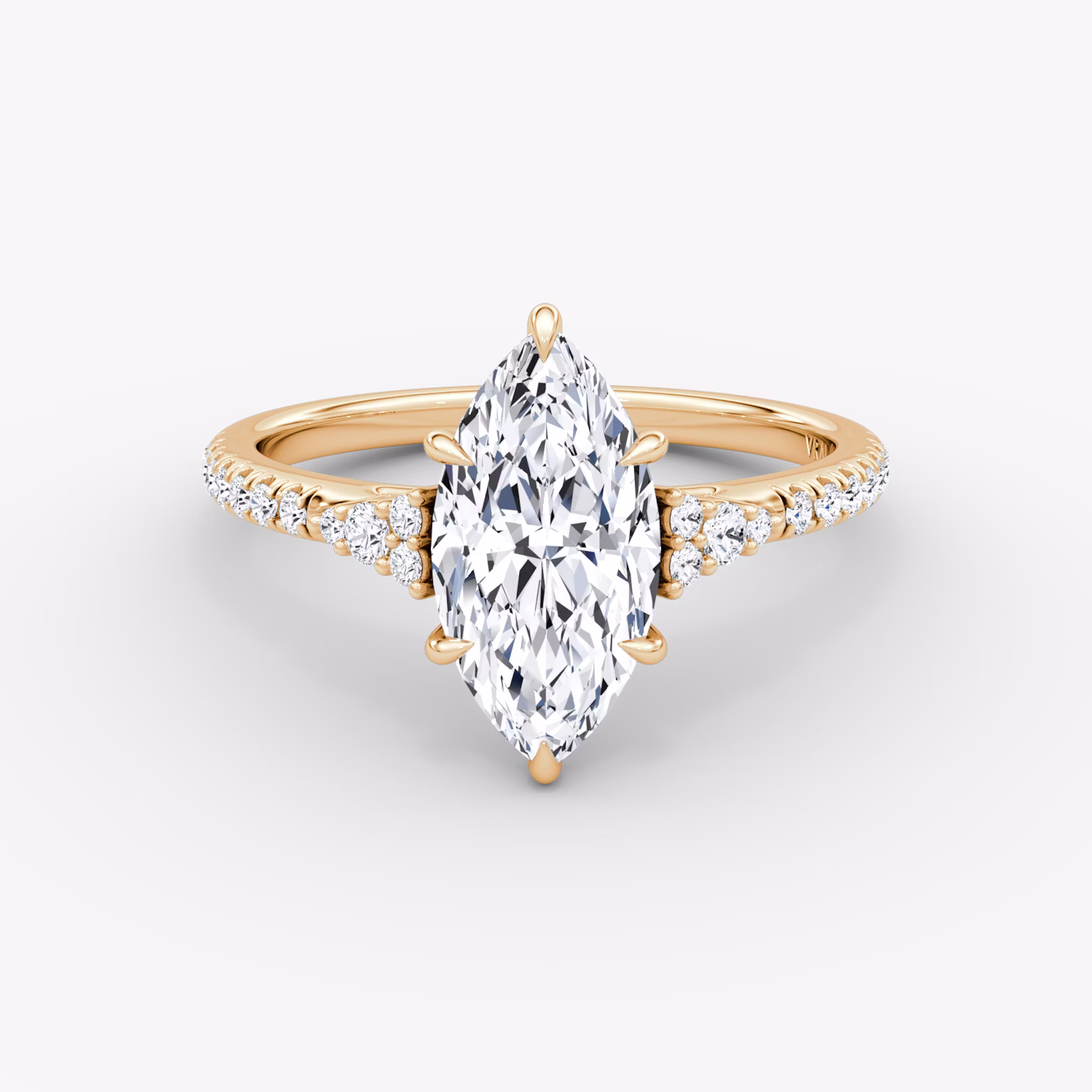 The Side Cluster Cathedral | Marquise | 14k | Rose Gold | bandAccent: Pavé | diamondOrientation: vertical | caratWeight: other