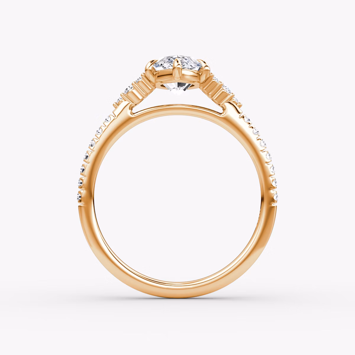 The Side Cluster Cathedral | Marquise | 14k | Rose Gold | bandAccent: Pavé | diamondOrientation: vertical | caratWeight: other