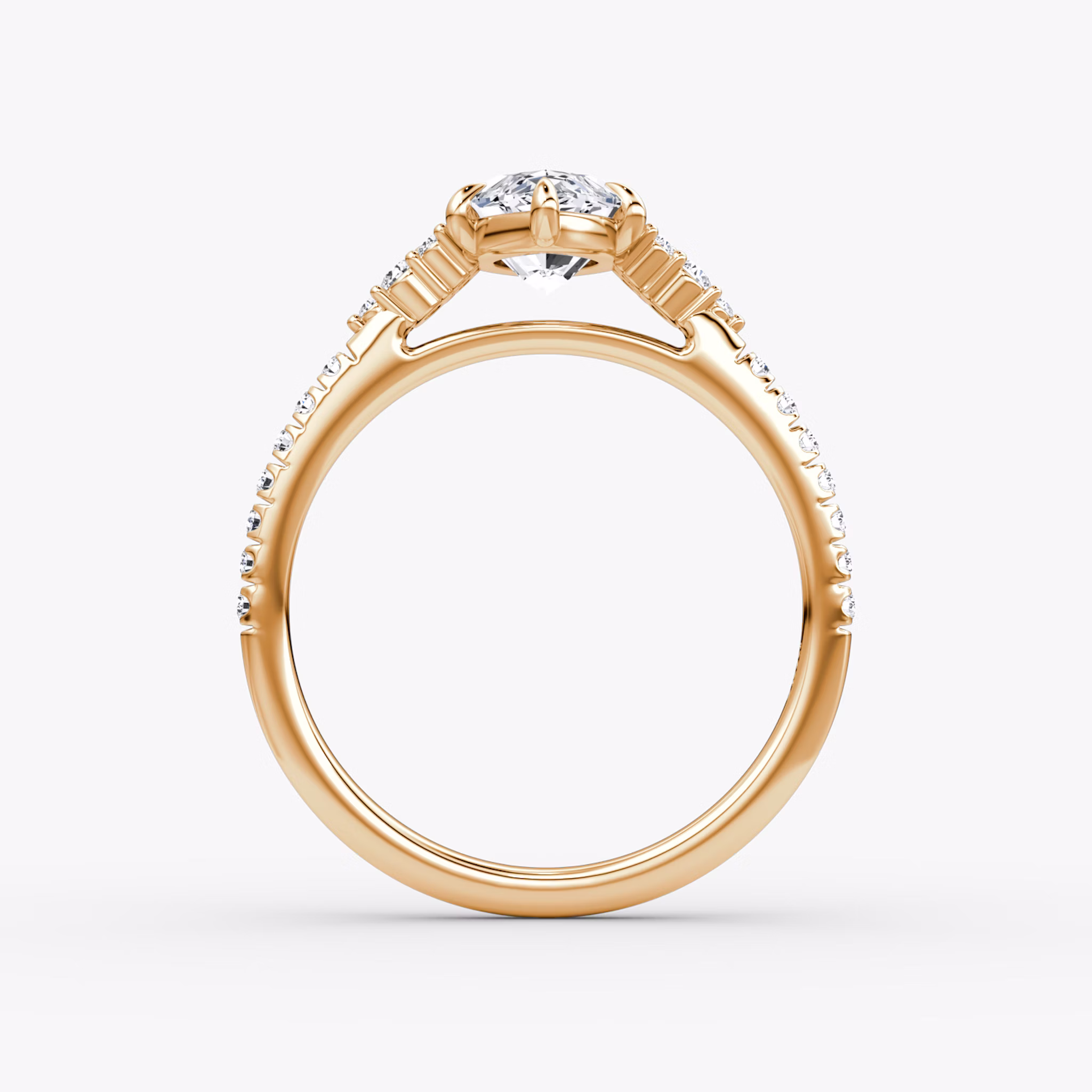 The Side Cluster Cathedral | Marquise | 14k | Rose Gold | bandAccent: Pavé | diamondOrientation: vertical | caratWeight: other