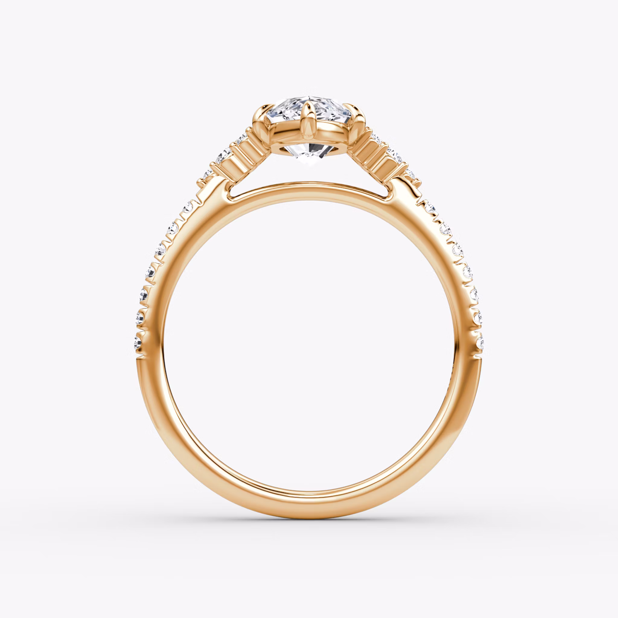 The Side Cluster Cathedral | Marquise | 14k | Rose Gold | bandAccent: Pavé | diamondOrientation: vertical | caratWeight: other
