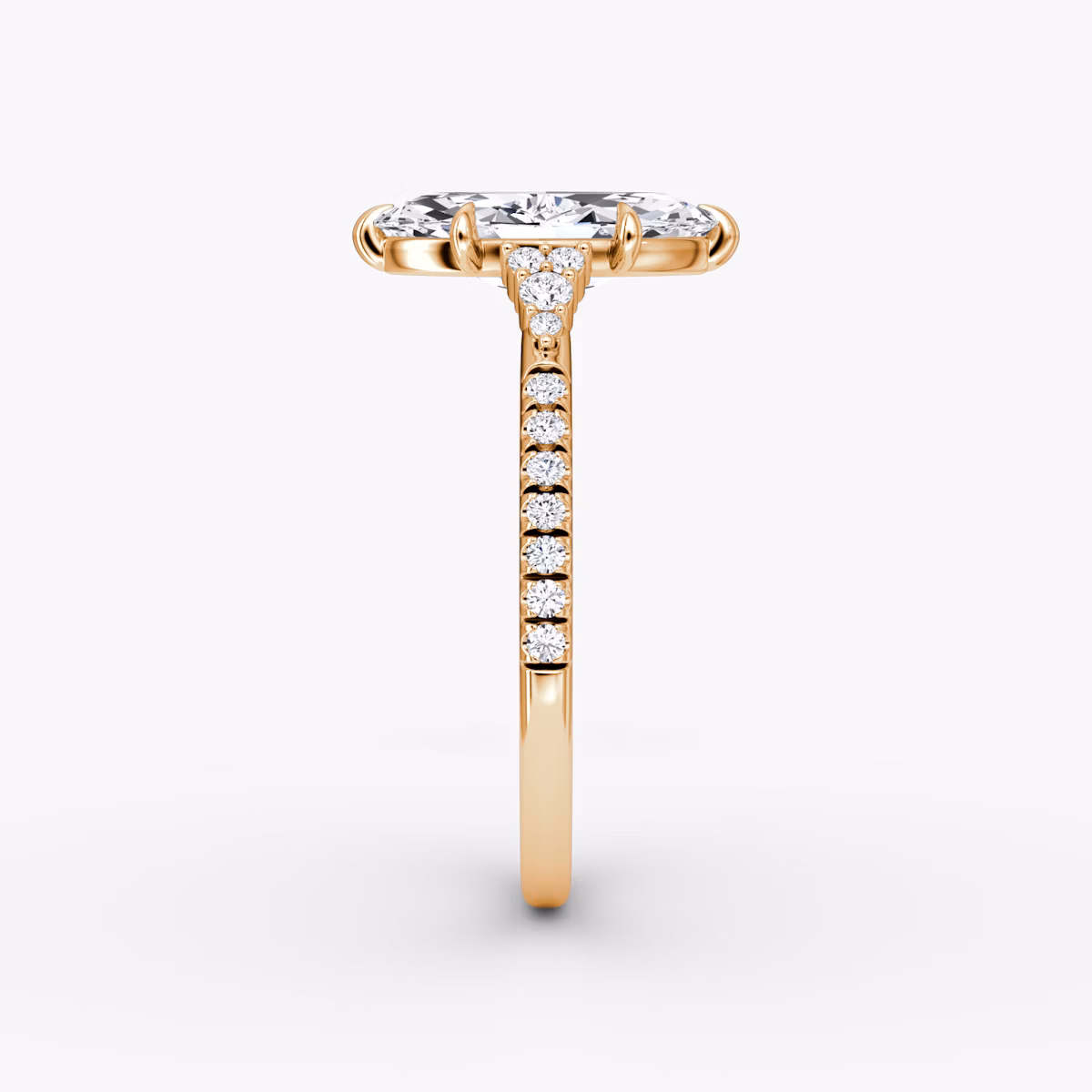 The Side Cluster Cathedral | Marquise | 14k | Rose Gold | bandAccent: Pavé | diamondOrientation: vertical | caratWeight: other