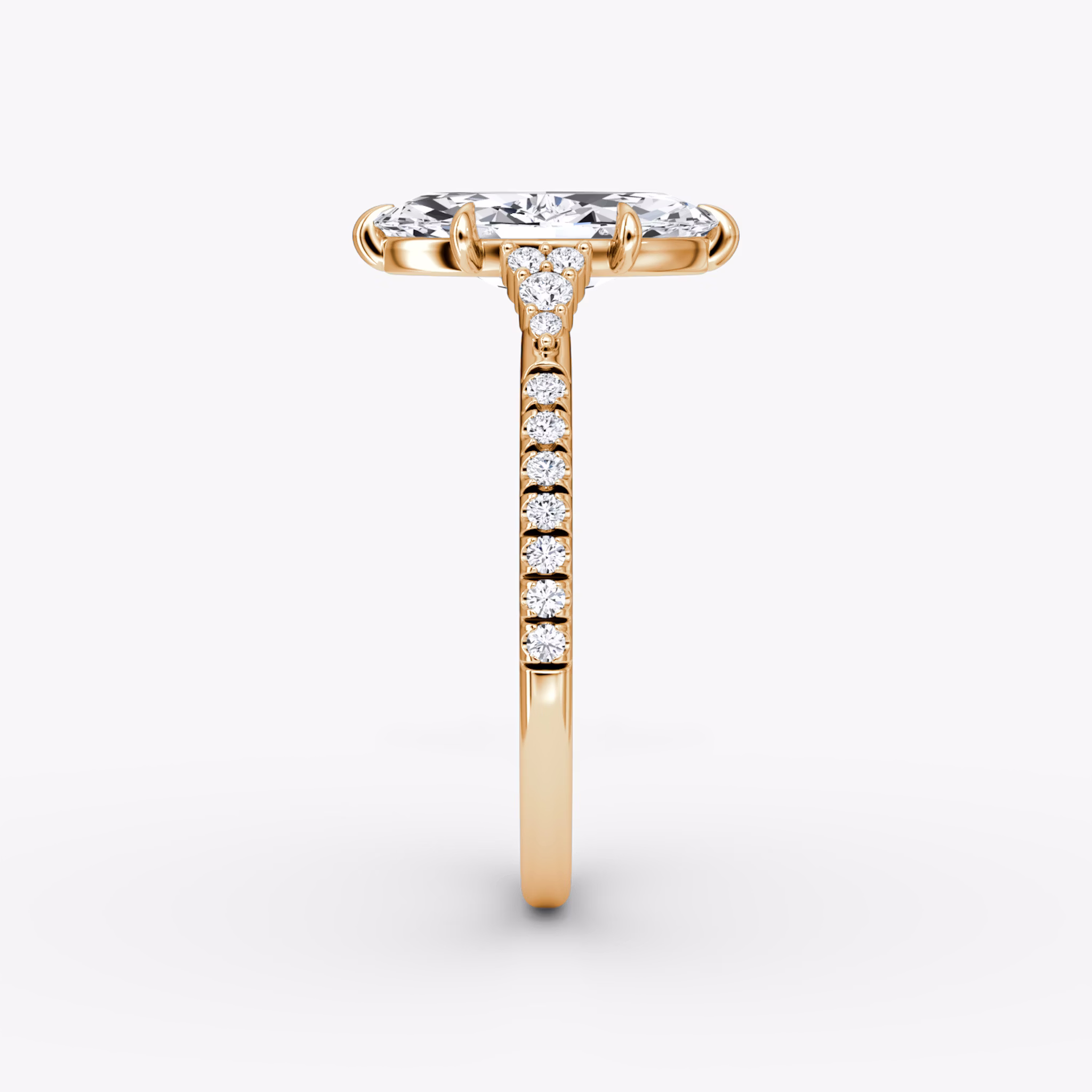 The Side Cluster Cathedral | Marquise | 14k | Rose Gold | bandAccent: Pavé | diamondOrientation: vertical | caratWeight: other