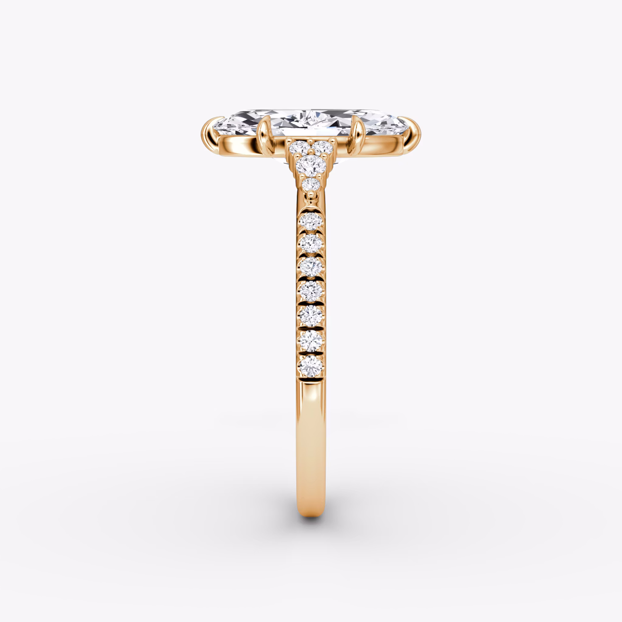The Side Cluster Cathedral | Marquise | 14k | Rose Gold | bandAccent: Pavé | diamondOrientation: vertical | caratWeight: other