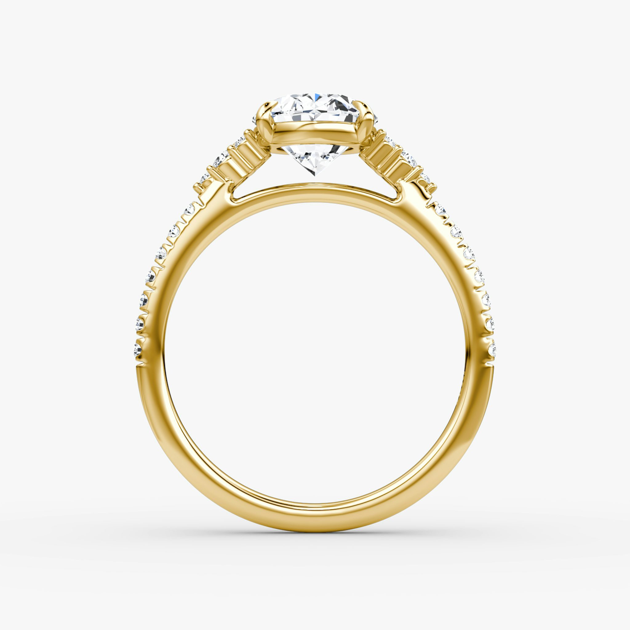 The Side Cluster Cathedral | Oval | 18k | Yellow Gold | bandAccent: Pavé | diamondOrientation: vertical | caratWeight: other
