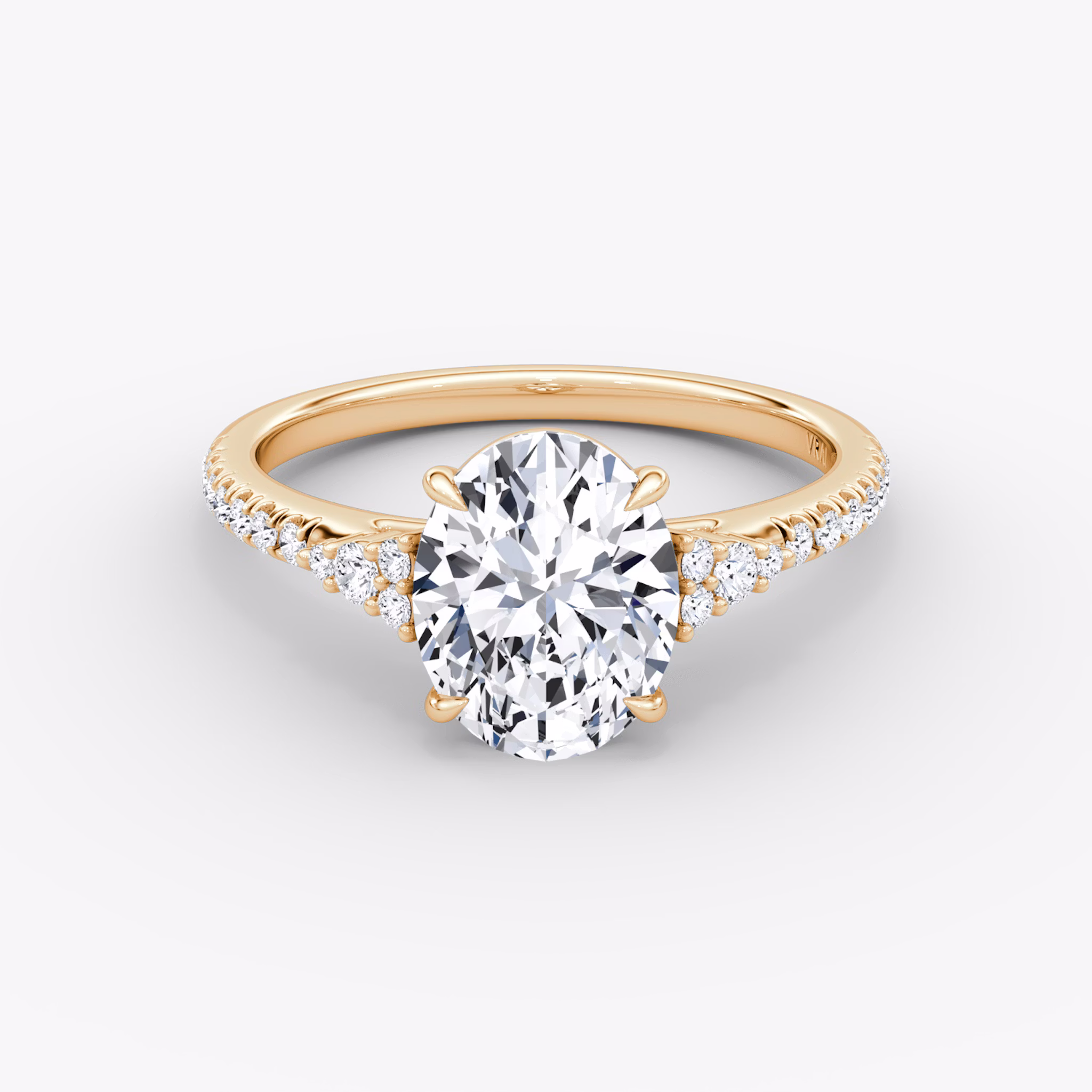 The Side Cluster Cathedral | Oval | 14k | Rose Gold | bandAccent: Pavé | diamondOrientation: vertical | caratWeight: other