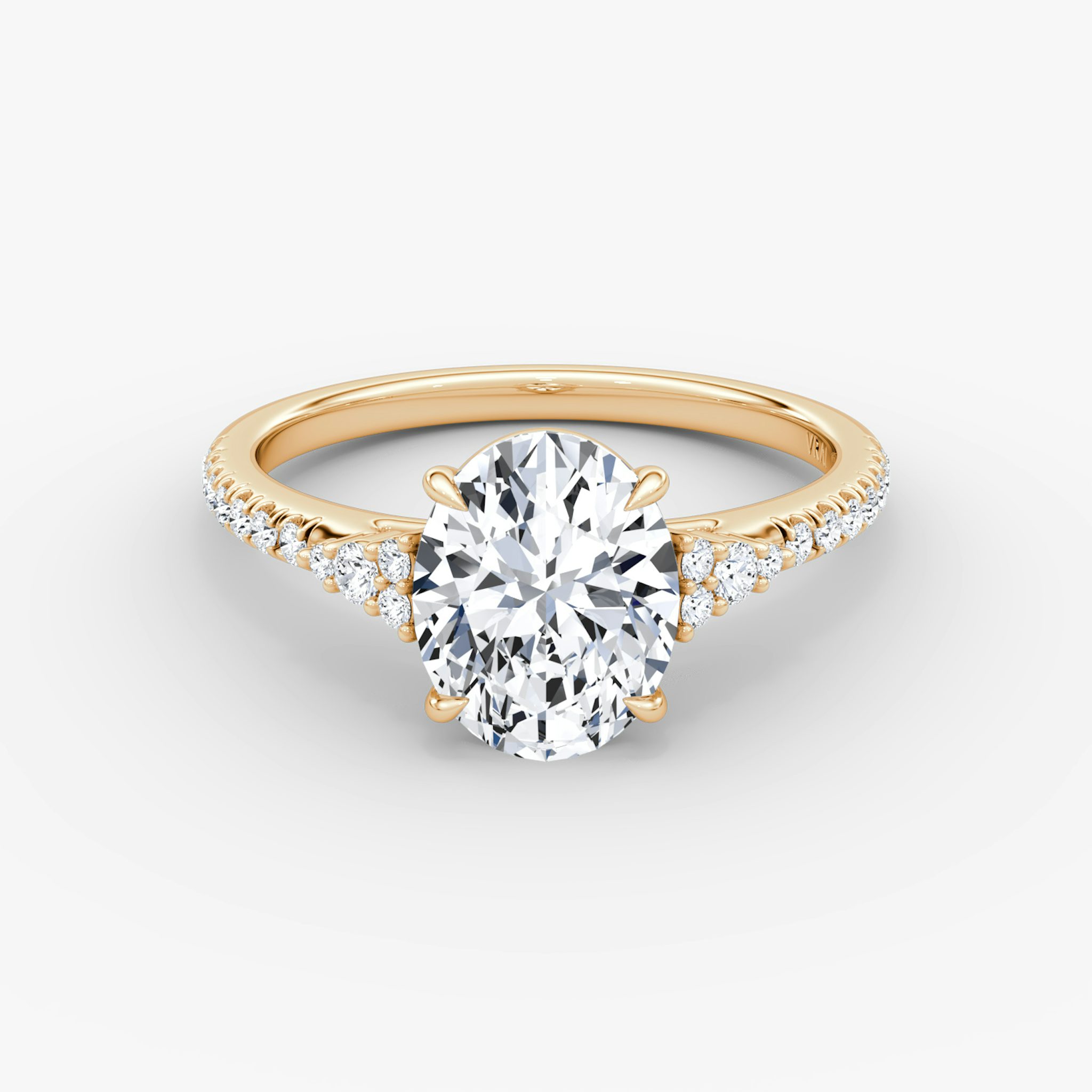 The Side Cluster Cathedral | Oval | 14k | Rose Gold | bandAccent: Pavé | diamondOrientation: vertical | caratWeight: other