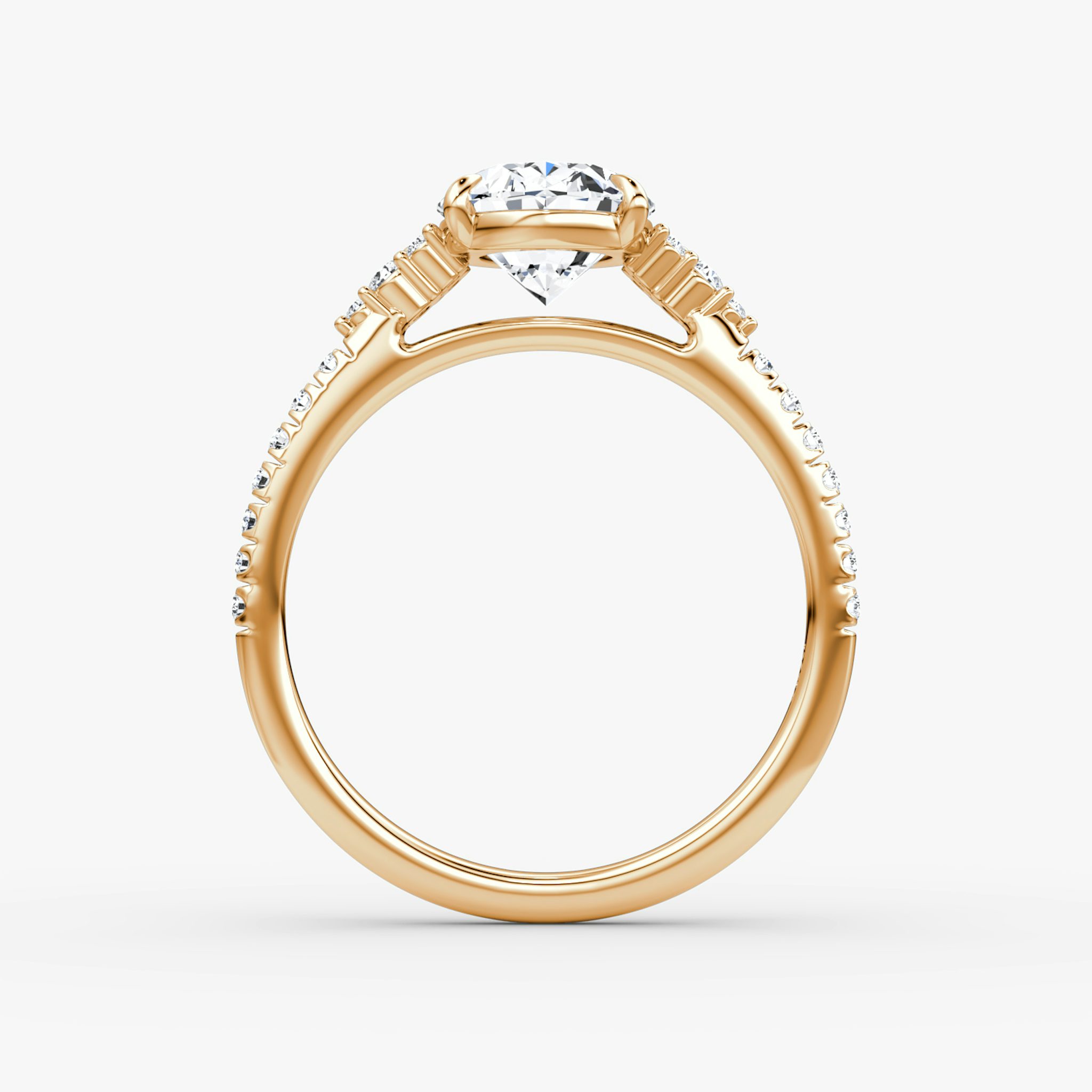 The Side Cluster Cathedral | Oval | 14k | Rose Gold | bandAccent: Pavé | diamondOrientation: vertical | caratWeight: other