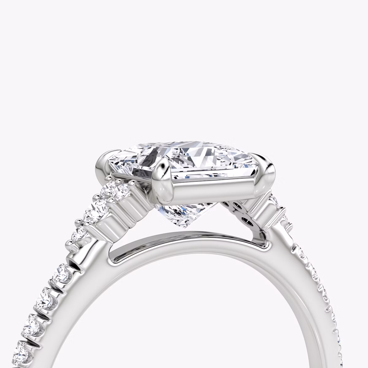 The Side Cluster Cathedral | Princess | Platinum | bandAccent: Pavé | diamondOrientation: vertical | caratWeight: other