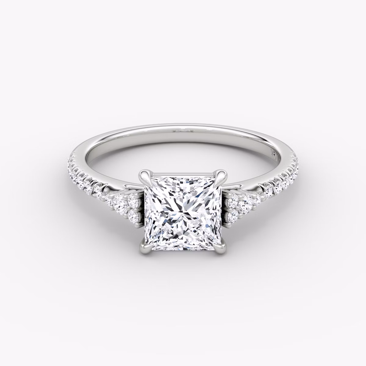 The Side Cluster Cathedral | Princess | Platinum | bandAccent: Pavé | diamondOrientation: vertical | caratWeight: other