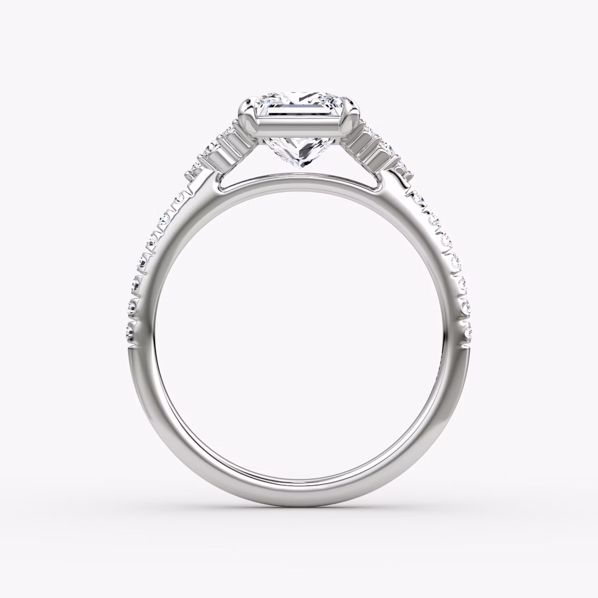The Side Cluster Cathedral | Princess | Platinum | bandAccent: Pavé | diamondOrientation: vertical | caratWeight: other