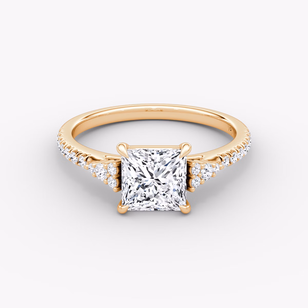 Side Cluster Cathedral | Princess | 14k | Roségold | bandAccent: Mit Pavé-Besatz | diamondOrientation: vertical | caratWeight: other