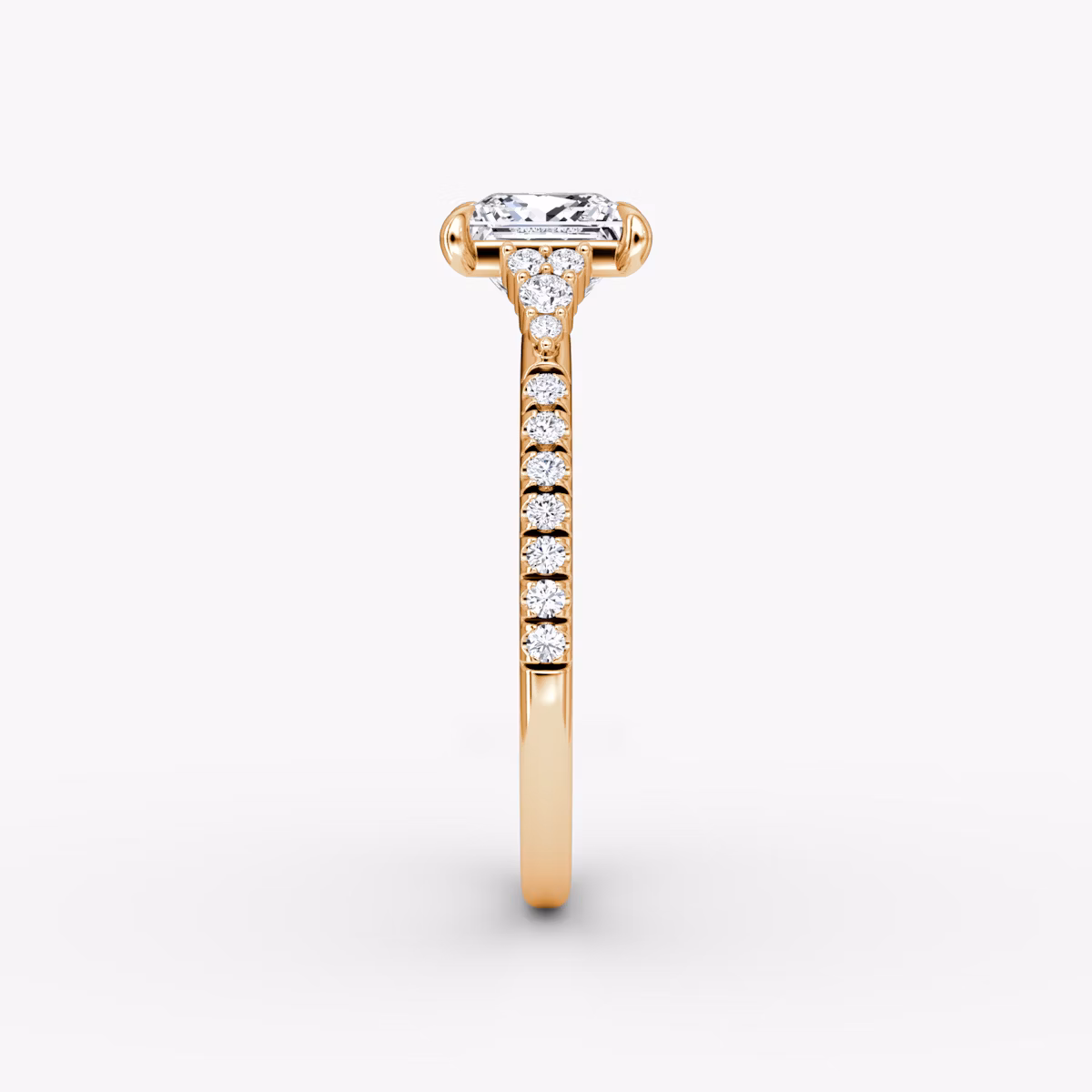 Side Cluster Cathedral | Princess | 14k | Roségold | bandAccent: Mit Pavé-Besatz | diamondOrientation: vertical | caratWeight: other