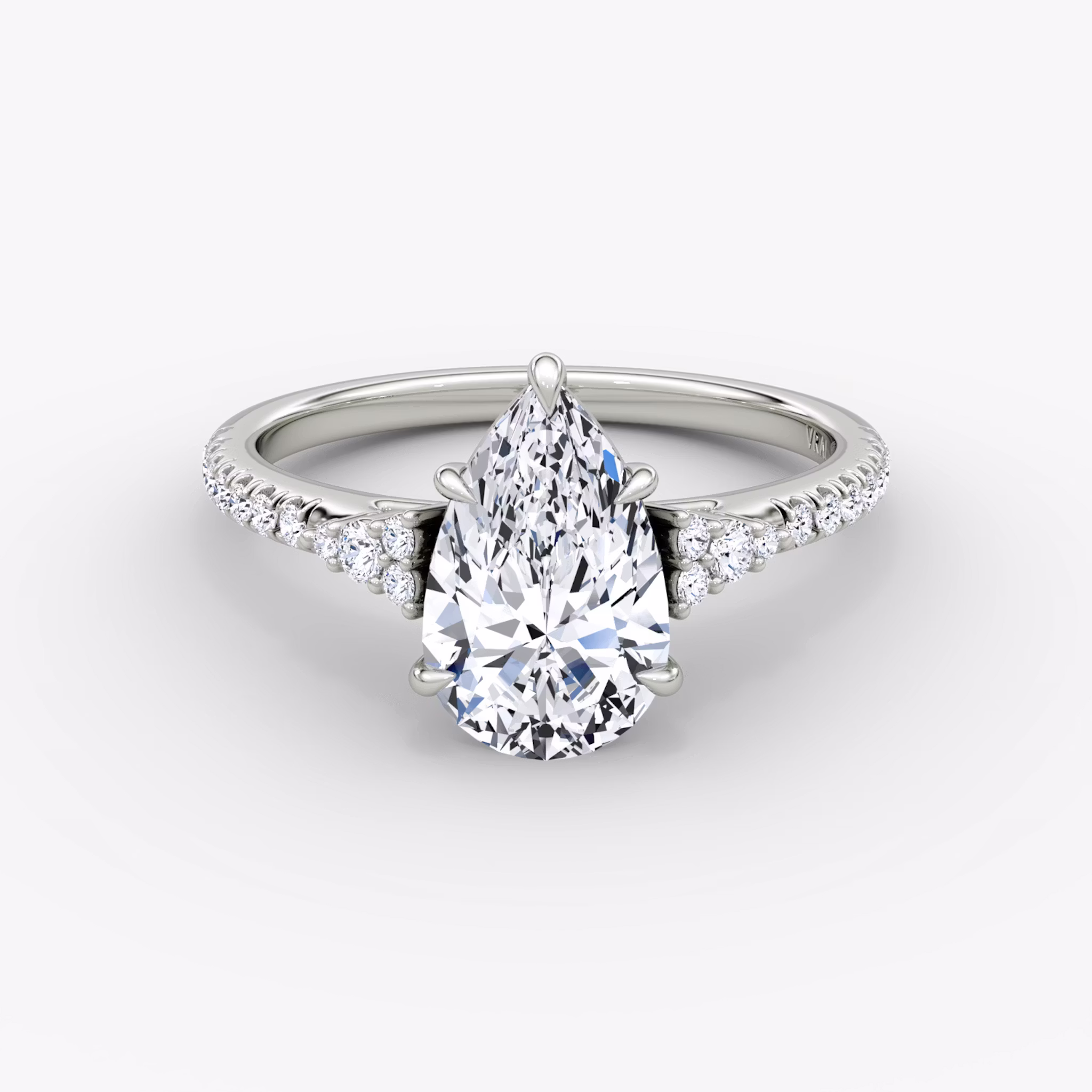 Side Cluster Cathedral Pear | Platinum