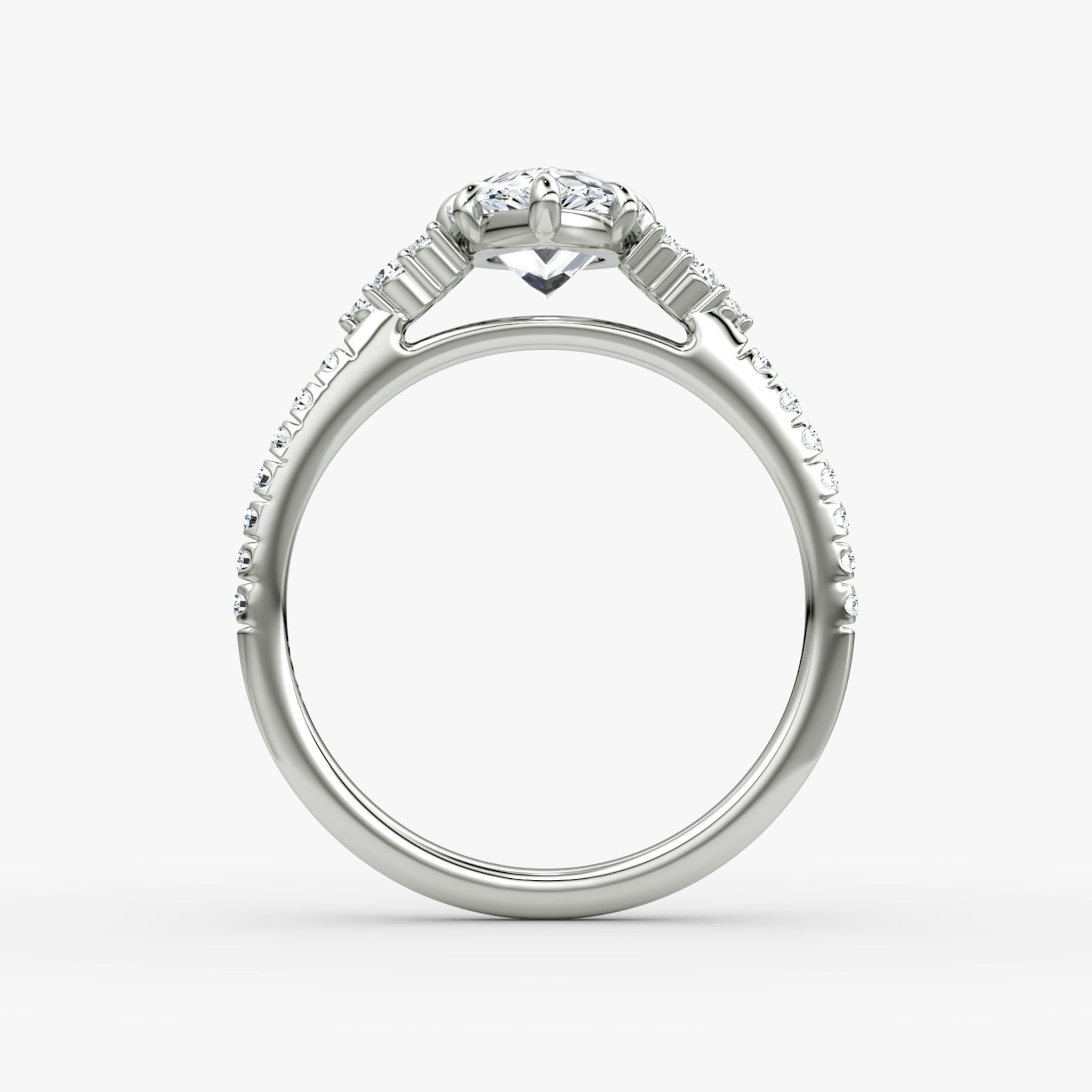 The Side Cluster Cathedral | Pear | 18k | White Gold | bandAccent: Pavé | diamondOrientation: vertical | caratWeight: other