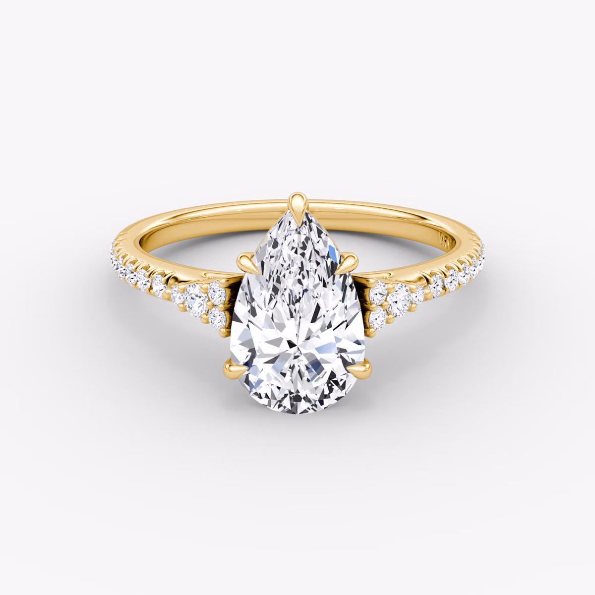The Side Cluster Cathedral | Pear | 18k | Yellow Gold | bandAccent: Pavé | diamondOrientation: vertical | caratWeight: other