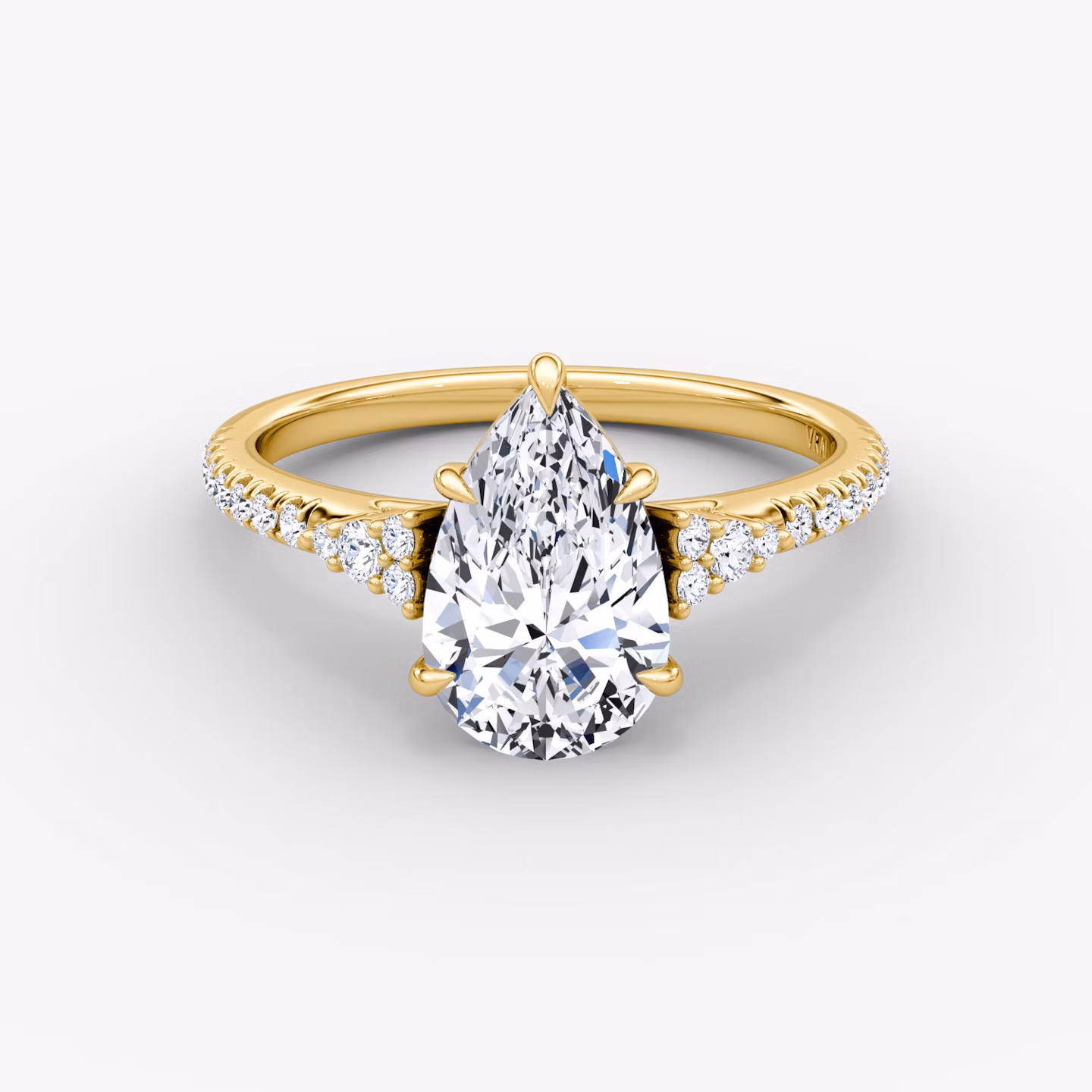 The Side Cluster Cathedral Pear | Yellow Gold