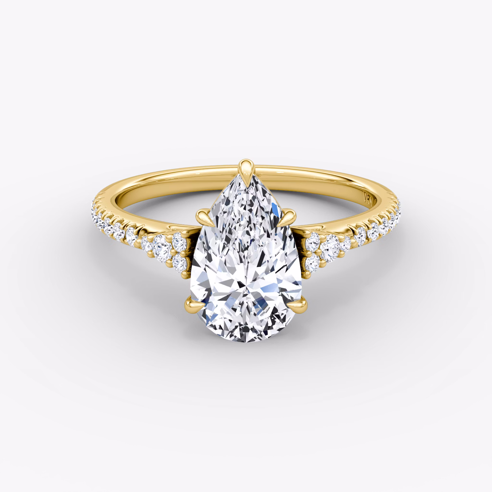 The Side Cluster Cathedral Pear | Yellow Gold