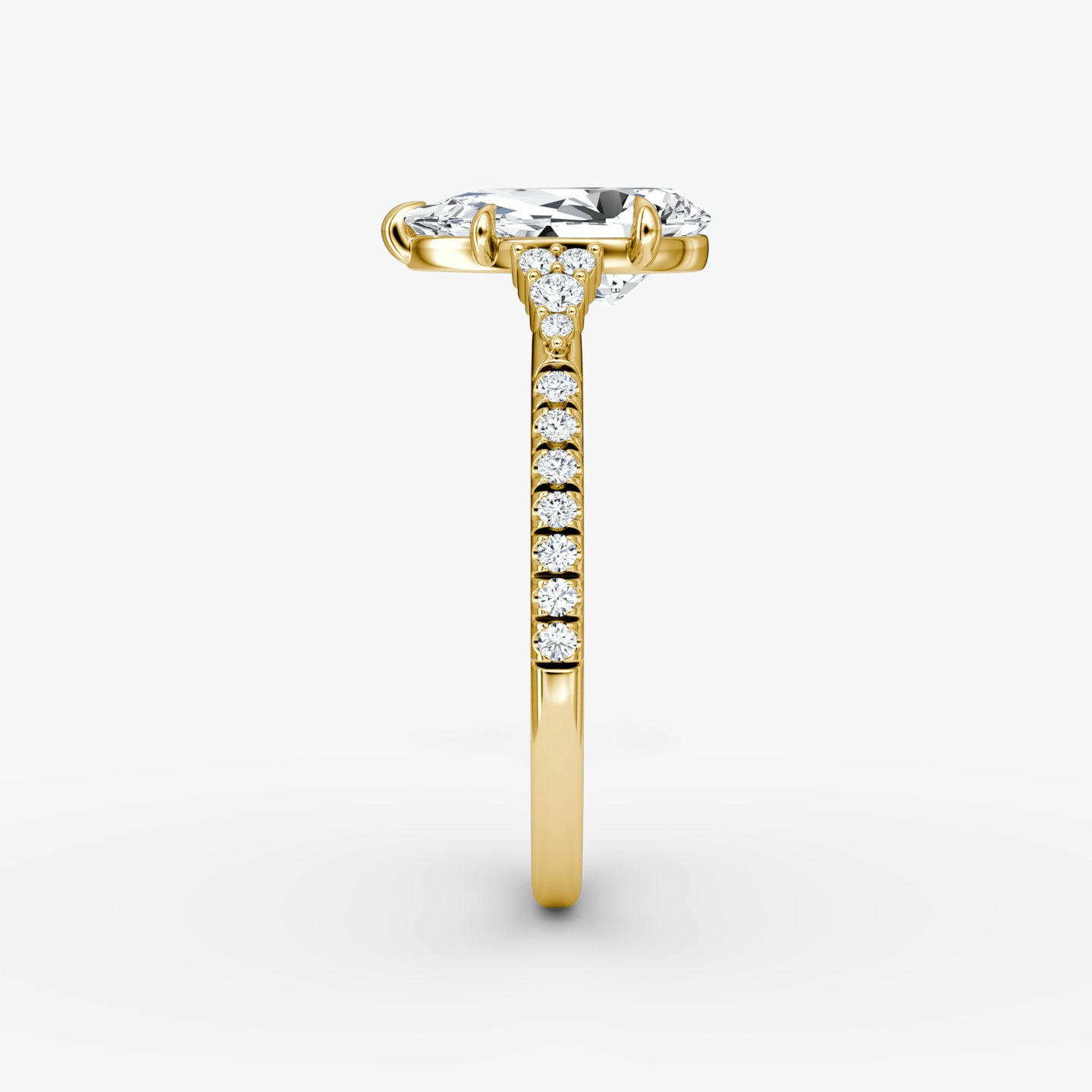 The Side Cluster Cathedral | Pear | 18k | Yellow Gold | bandAccent: Pavé | diamondOrientation: vertical | caratWeight: other