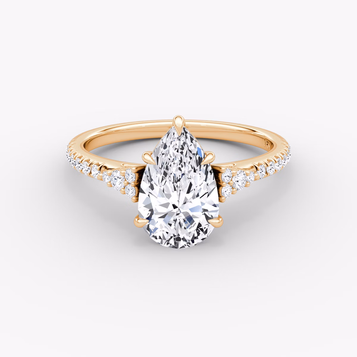 The Side Cluster Cathedral | Pear | 14k | Rose Gold | bandAccent: Pavé | diamondOrientation: vertical | caratWeight: other
