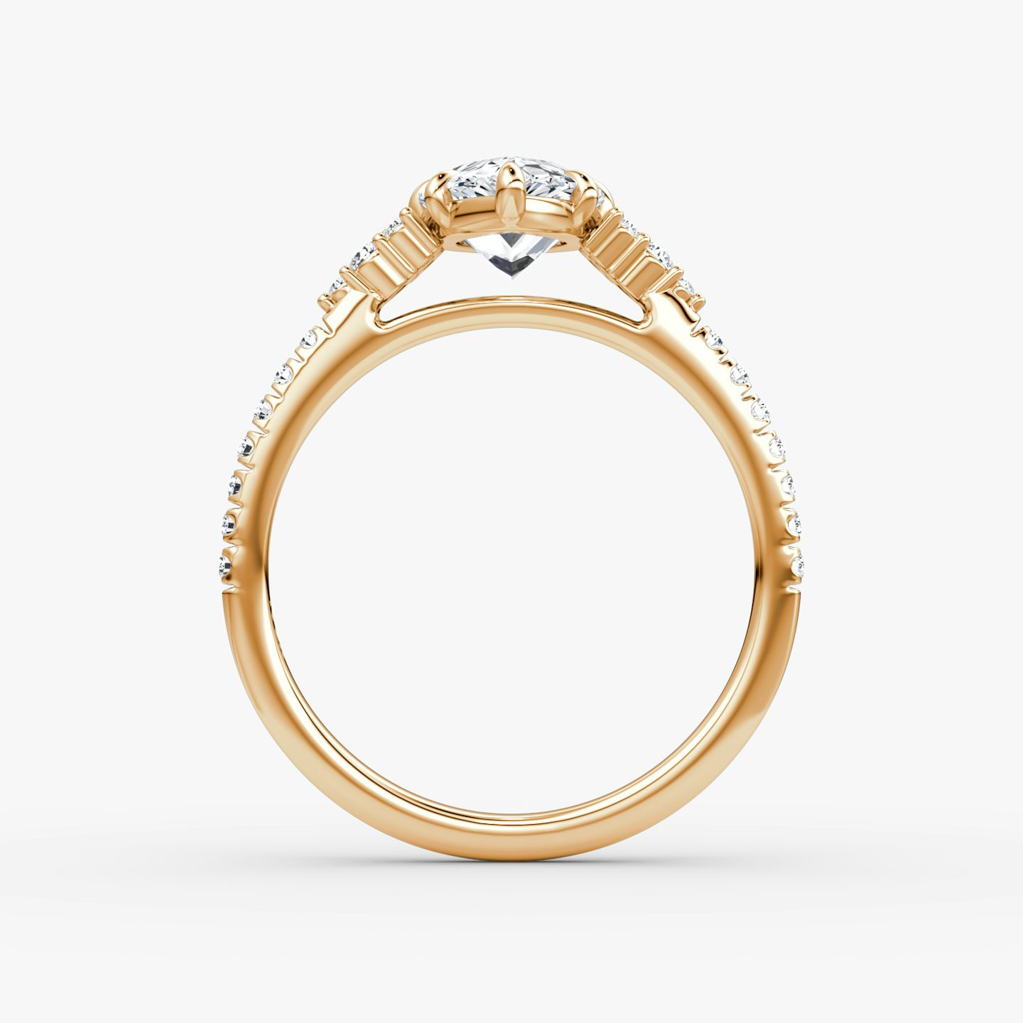 The Side Cluster Cathedral | Pear | 14k | Rose Gold | bandAccent: Pavé | diamondOrientation: vertical | caratWeight: other