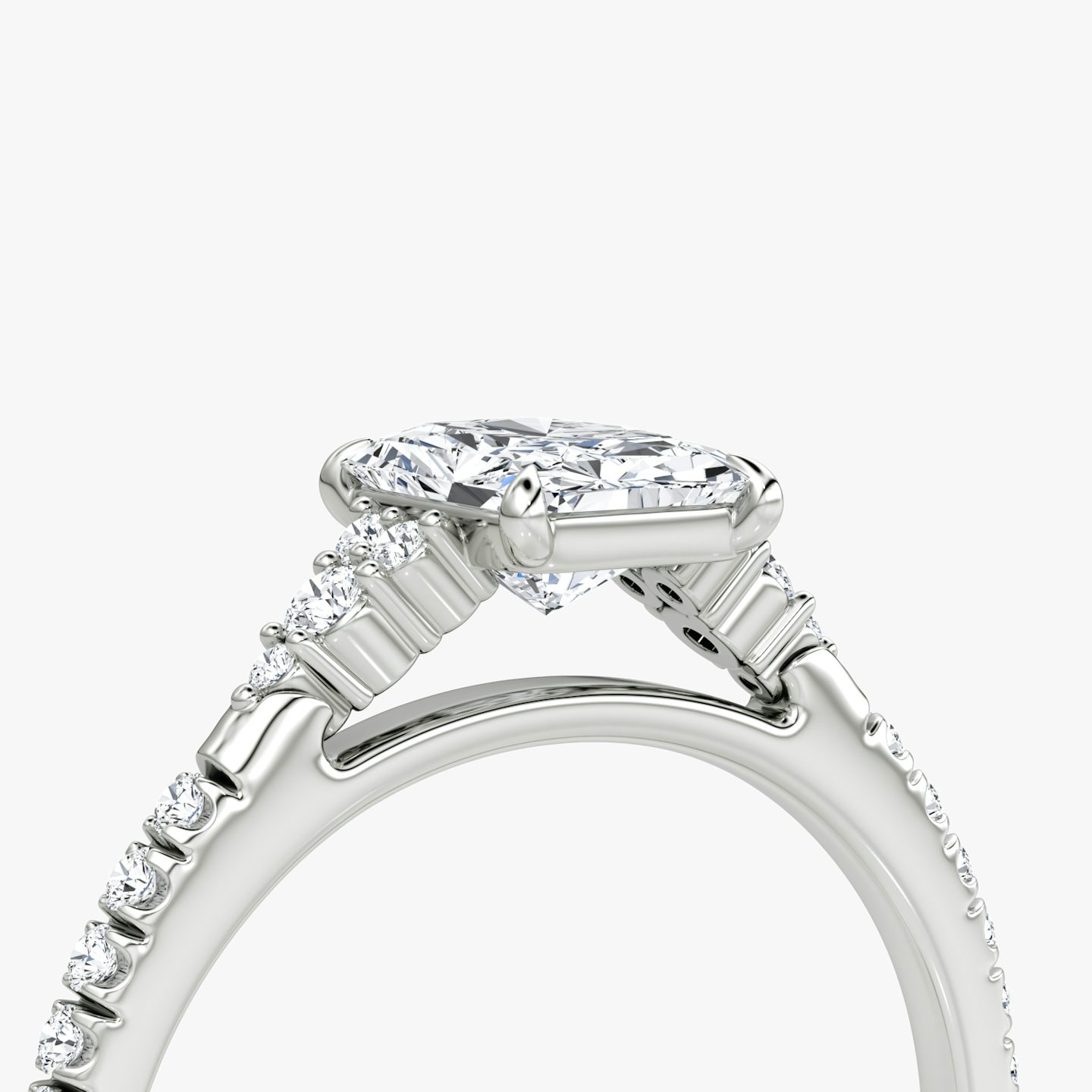 The Side Cluster Cathedral | Radiant | Platinum | bandAccent: Pavé | diamondOrientation: vertical | caratWeight: other