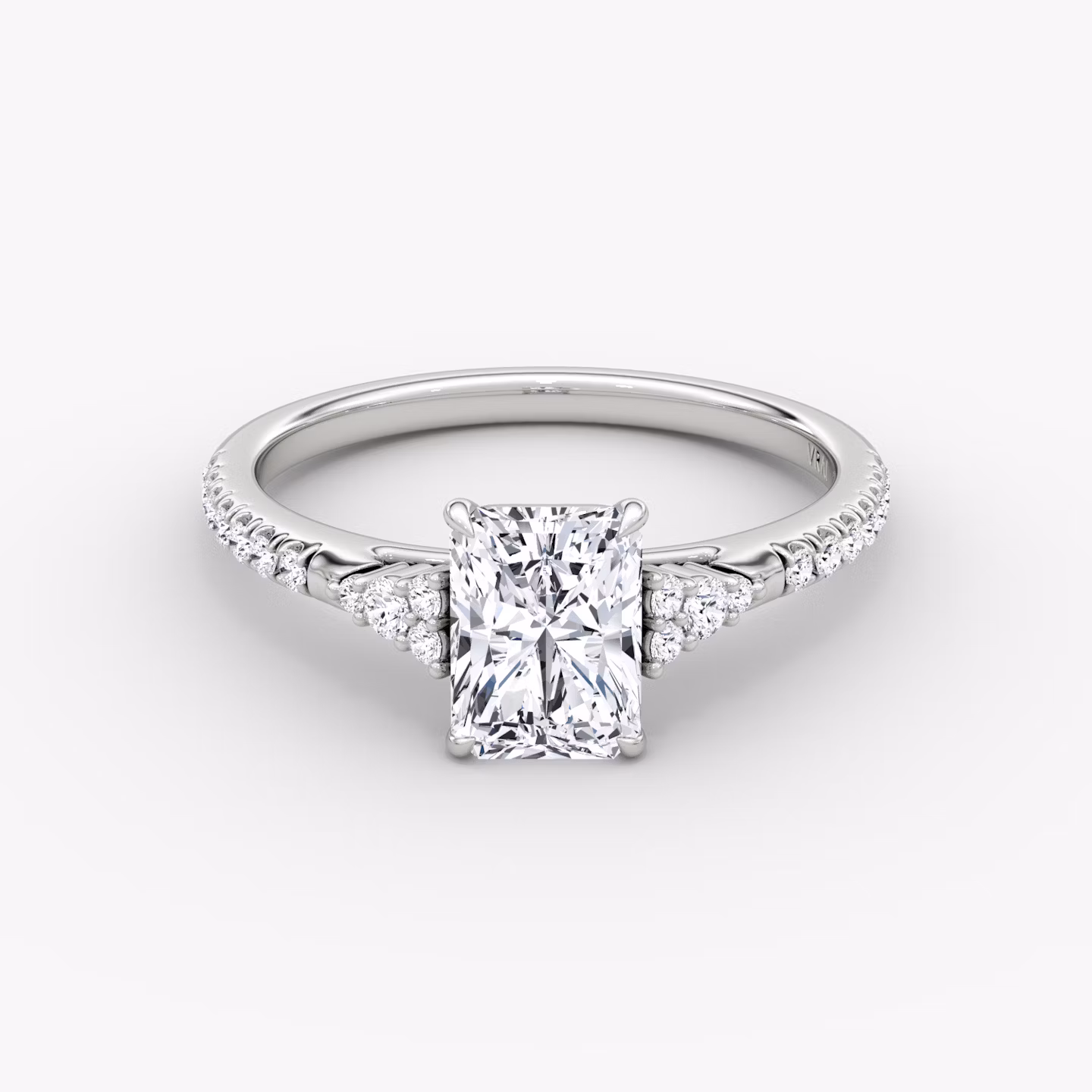 The Side Cluster Cathedral | Radiant | Platinum | bandAccent: Pavé | diamondOrientation: vertical | caratWeight: other