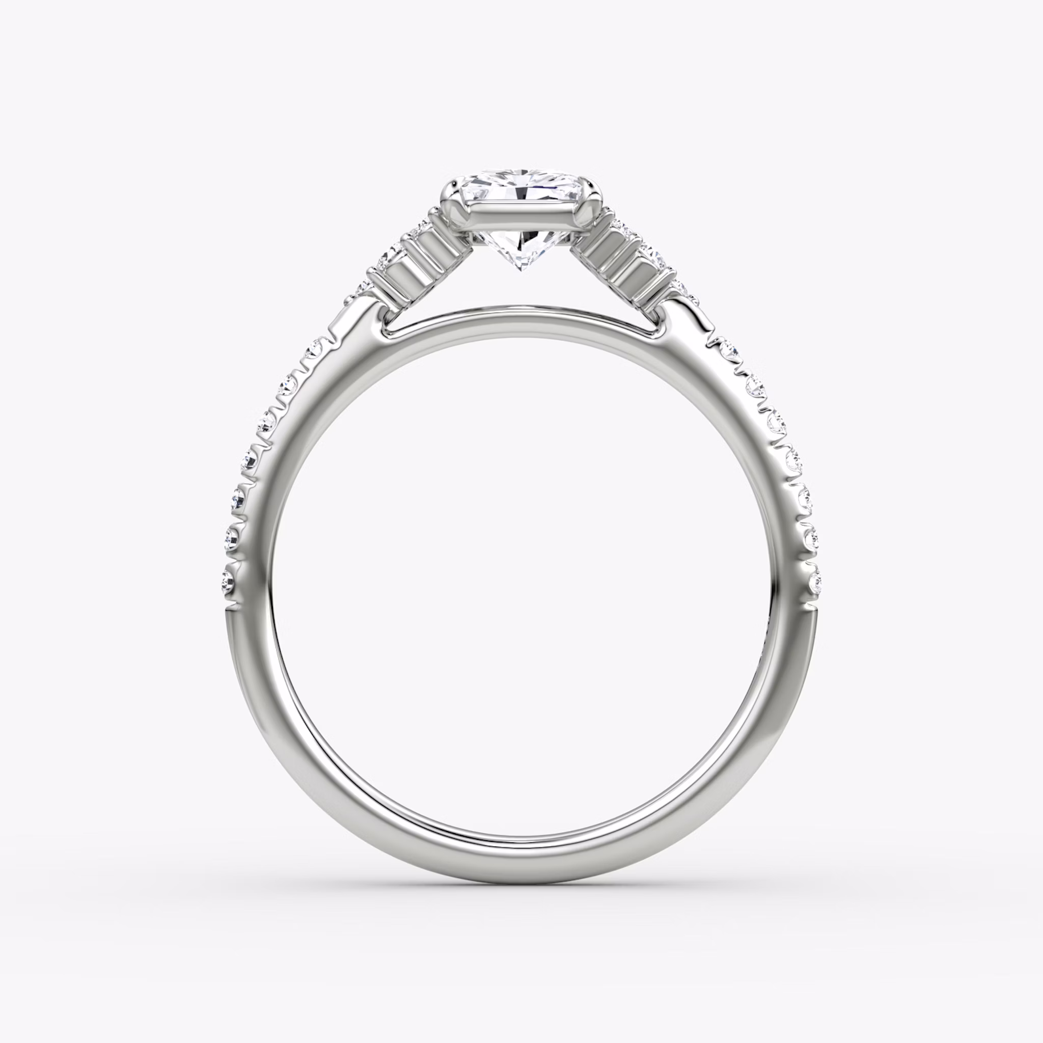 The Side Cluster Cathedral | Radiant | 18k | White Gold | bandAccent: Pavé | diamondOrientation: vertical | caratWeight: other