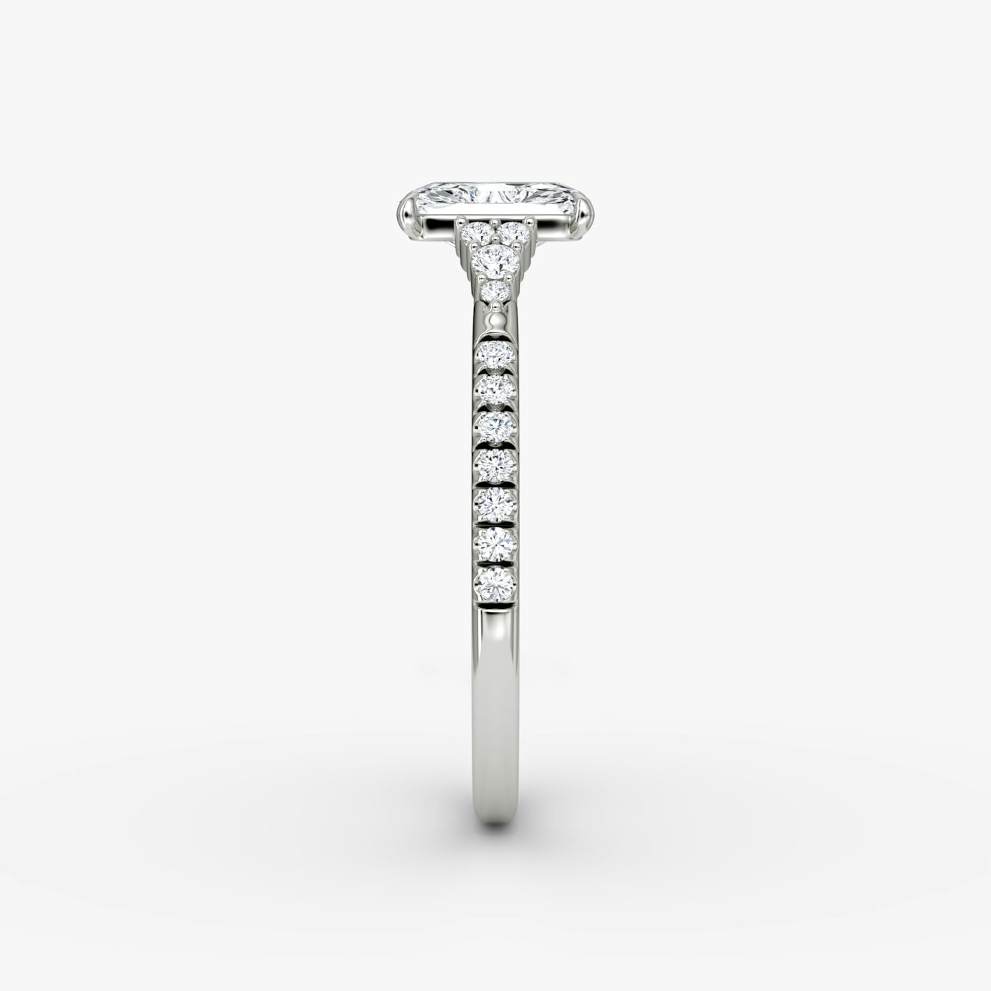 The Side Cluster Cathedral | Radiant | Platinum | bandAccent: Pavé | diamondOrientation: vertical | caratWeight: other