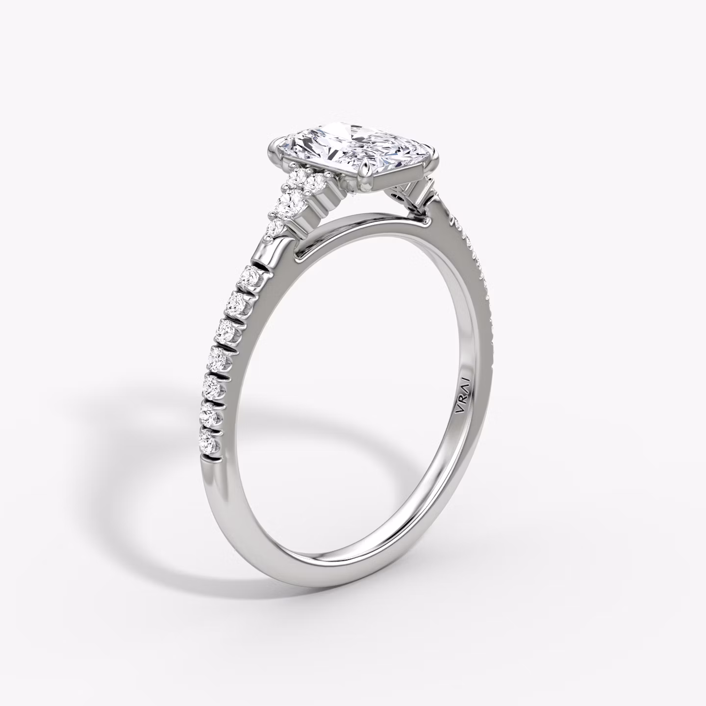 The Side Cluster Cathedral | Radiant | Platinum | bandAccent: Pavé | diamondOrientation: vertical | caratWeight: other