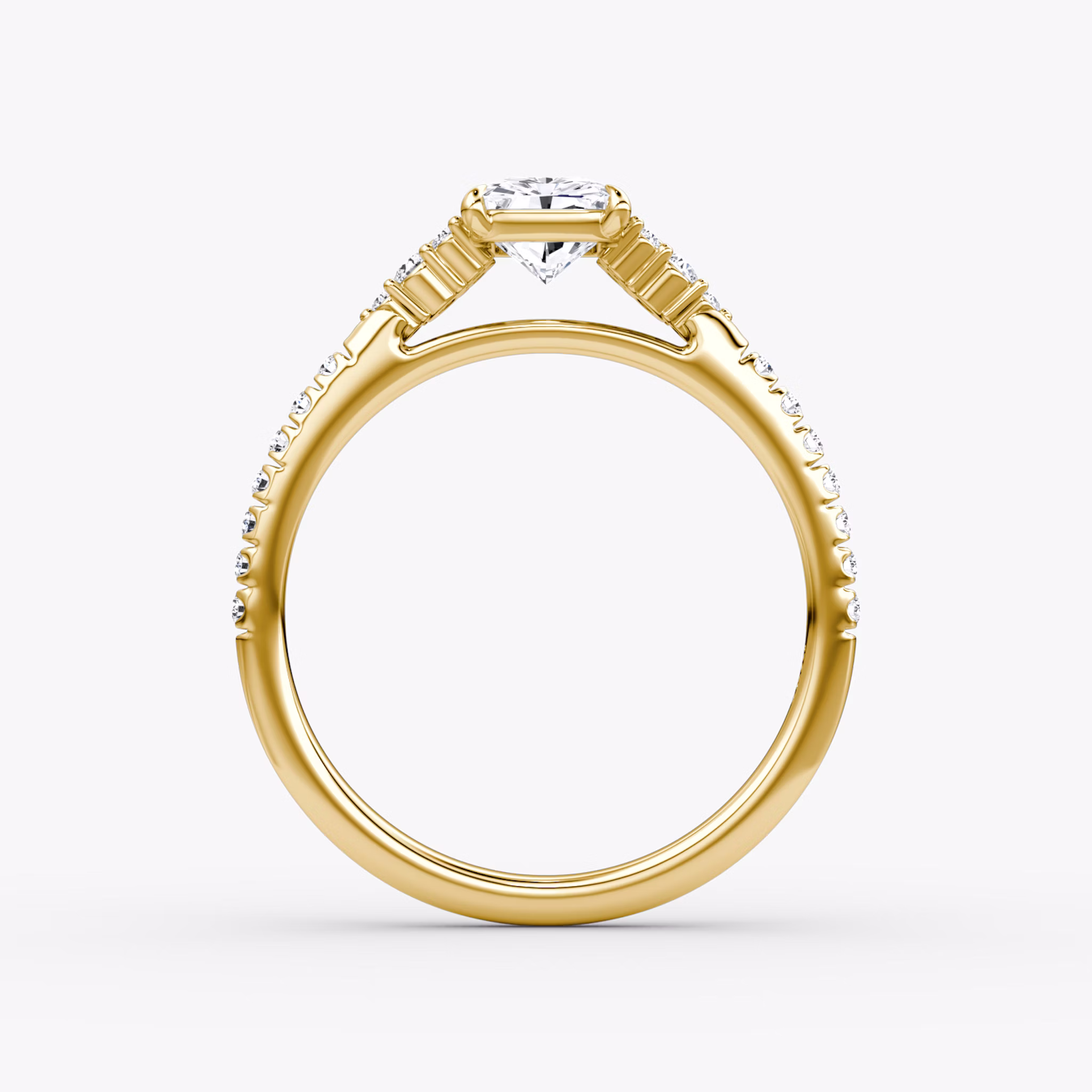 The Side Cluster Cathedral | Radiant | 18k | Yellow Gold | bandAccent: Pavé | diamondOrientation: vertical | caratWeight: other
