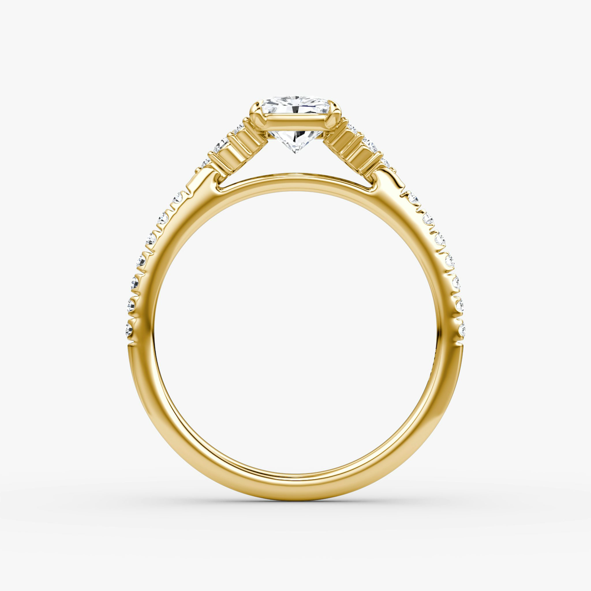The Side Cluster Cathedral | Radiant | 18k | Yellow Gold | bandAccent: Pavé | diamondOrientation: vertical | caratWeight: other
