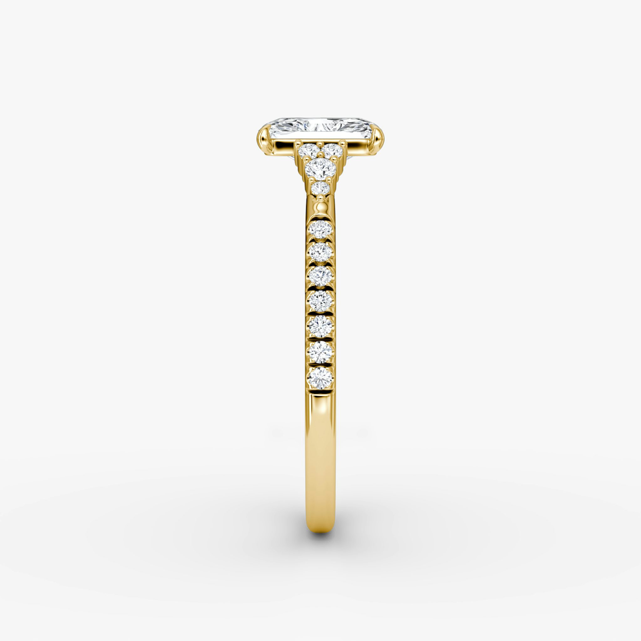 The Side Cluster Cathedral | Radiant | 18k | Yellow Gold | bandAccent: Pavé | diamondOrientation: vertical | caratWeight: other