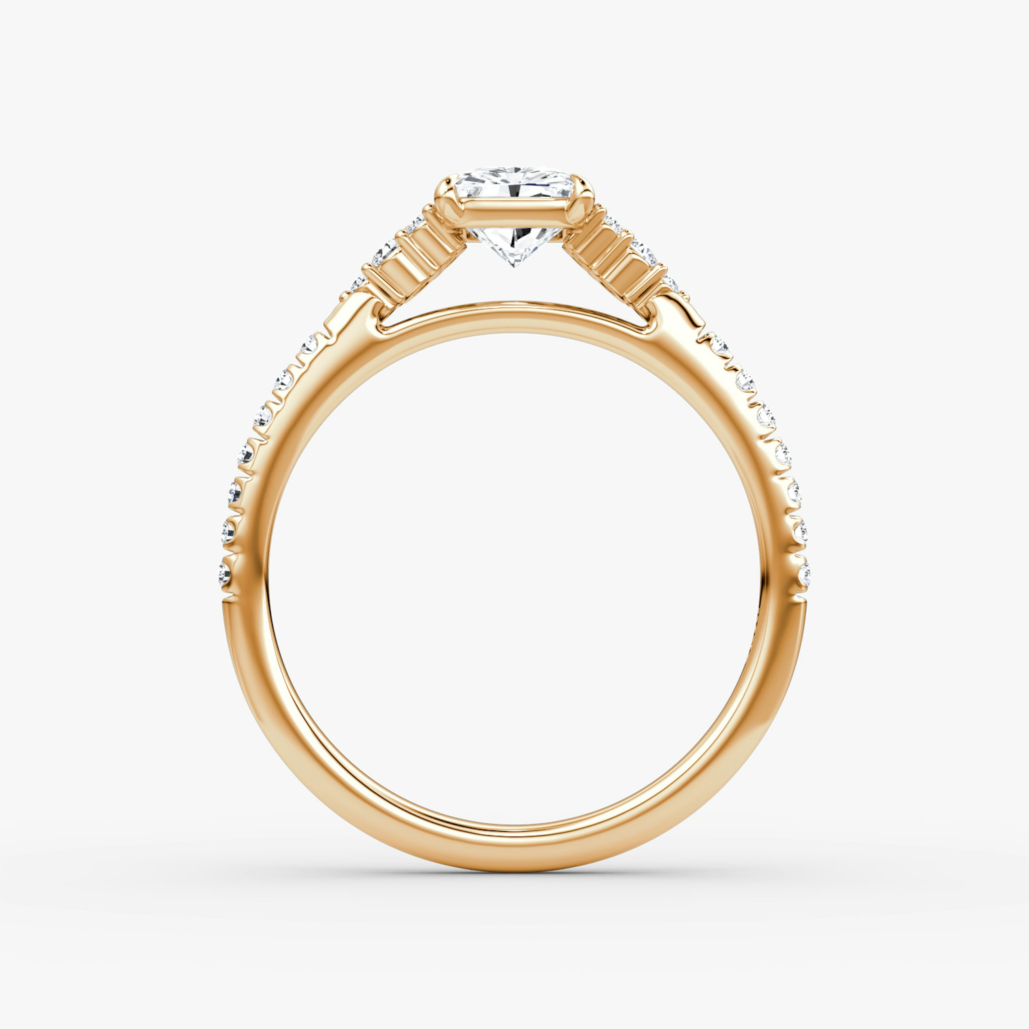 The Side Cluster Cathedral | Radiant | 14k | Rose Gold | bandAccent: Pavé | diamondOrientation: vertical | caratWeight: other