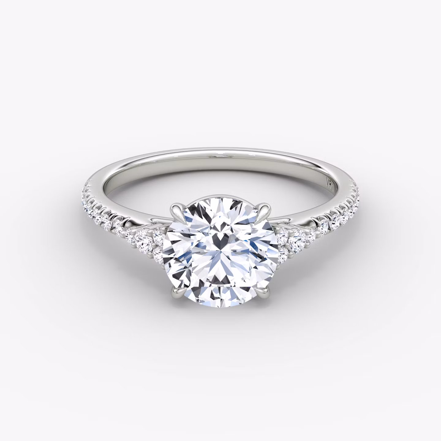 The Side Cluster Cathedral Round Brilliant | White Gold