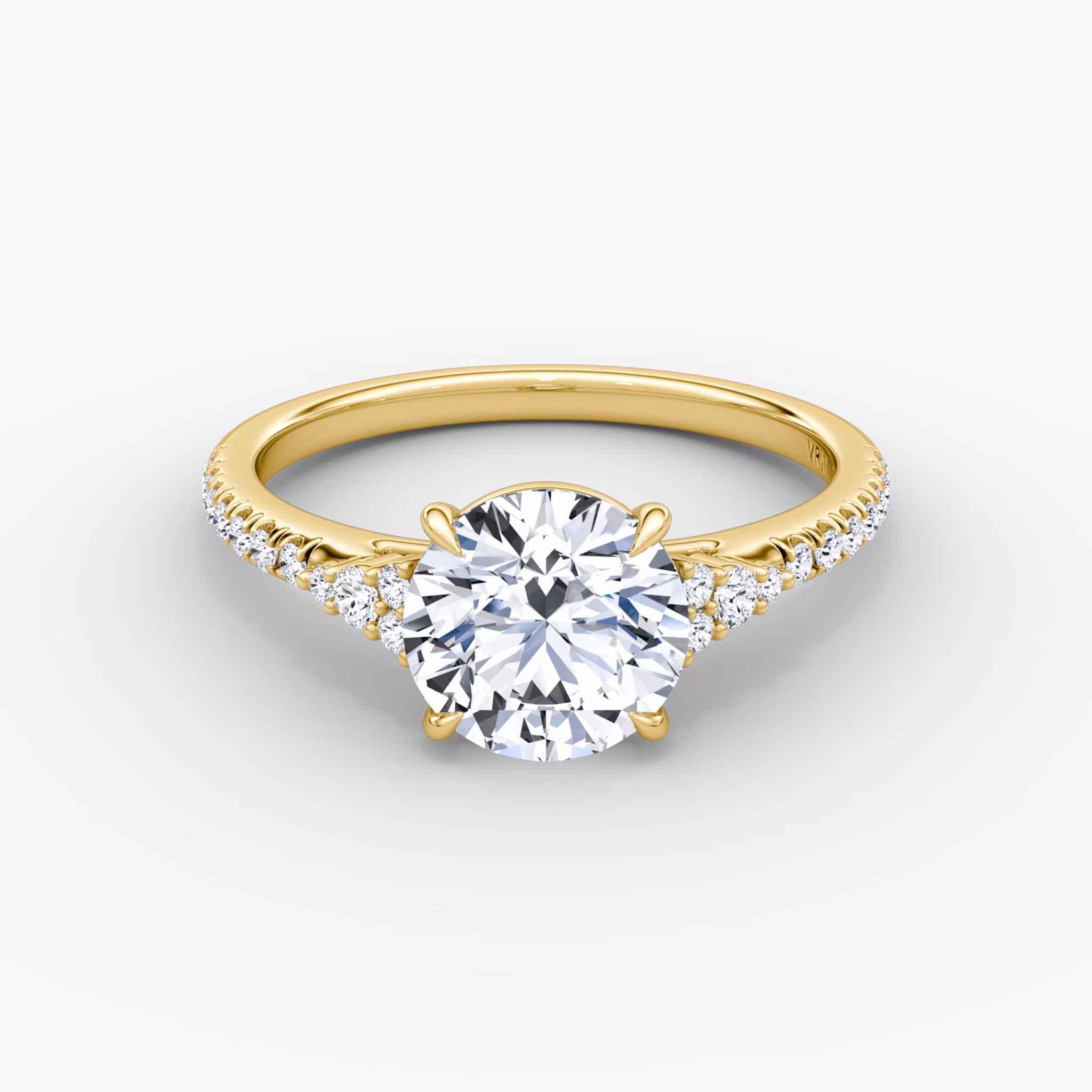 The Side Cluster Cathedral Round Brilliant | Yellow Gold