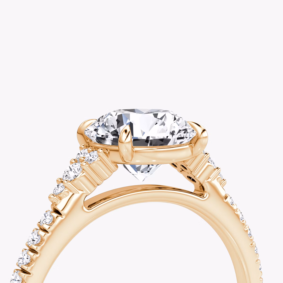 The Side Cluster Cathedral | Round Brilliant | 14k | Rose Gold | bandAccent: Pavé | caratWeight: 1.0ct | diamondOrientation: vertical