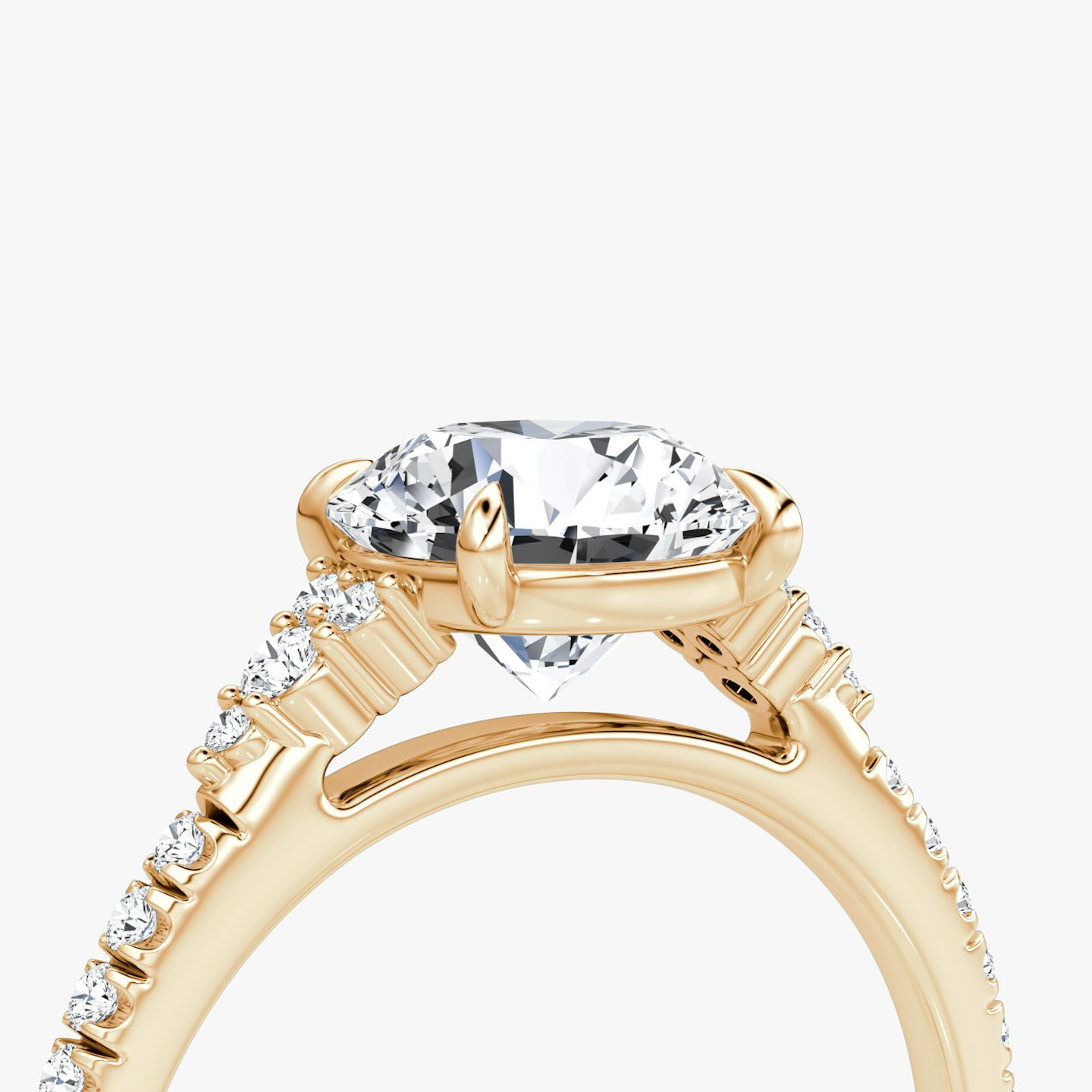 The Side Cluster Cathedral | Round Brilliant | 14k | Rose Gold | bandAccent: Pavé | caratWeight: other | diamondOrientation: vertical