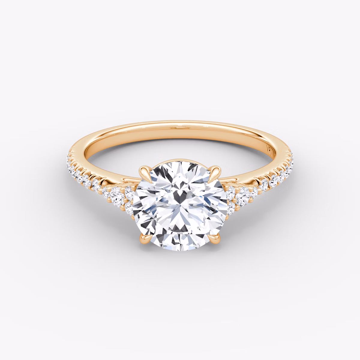 The Side Cluster Cathedral | Round Brilliant | 14k | Rose Gold | bandAccent: Pavé | caratWeight: 1.0ct | diamondOrientation: vertical