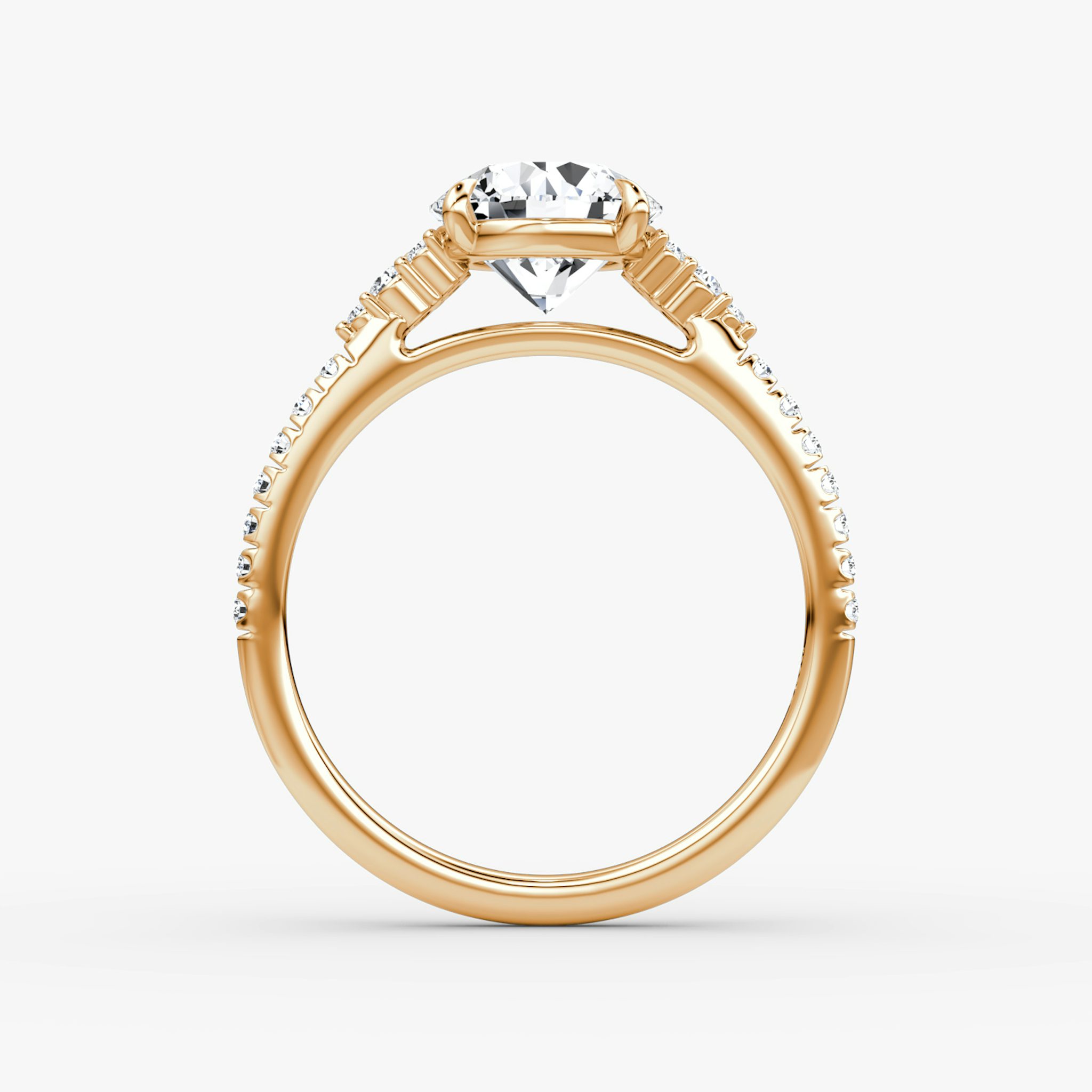 The Side Cluster Cathedral | Round Brilliant | 14k | Rose Gold | bandAccent: Pavé | caratWeight: other | diamondOrientation: vertical