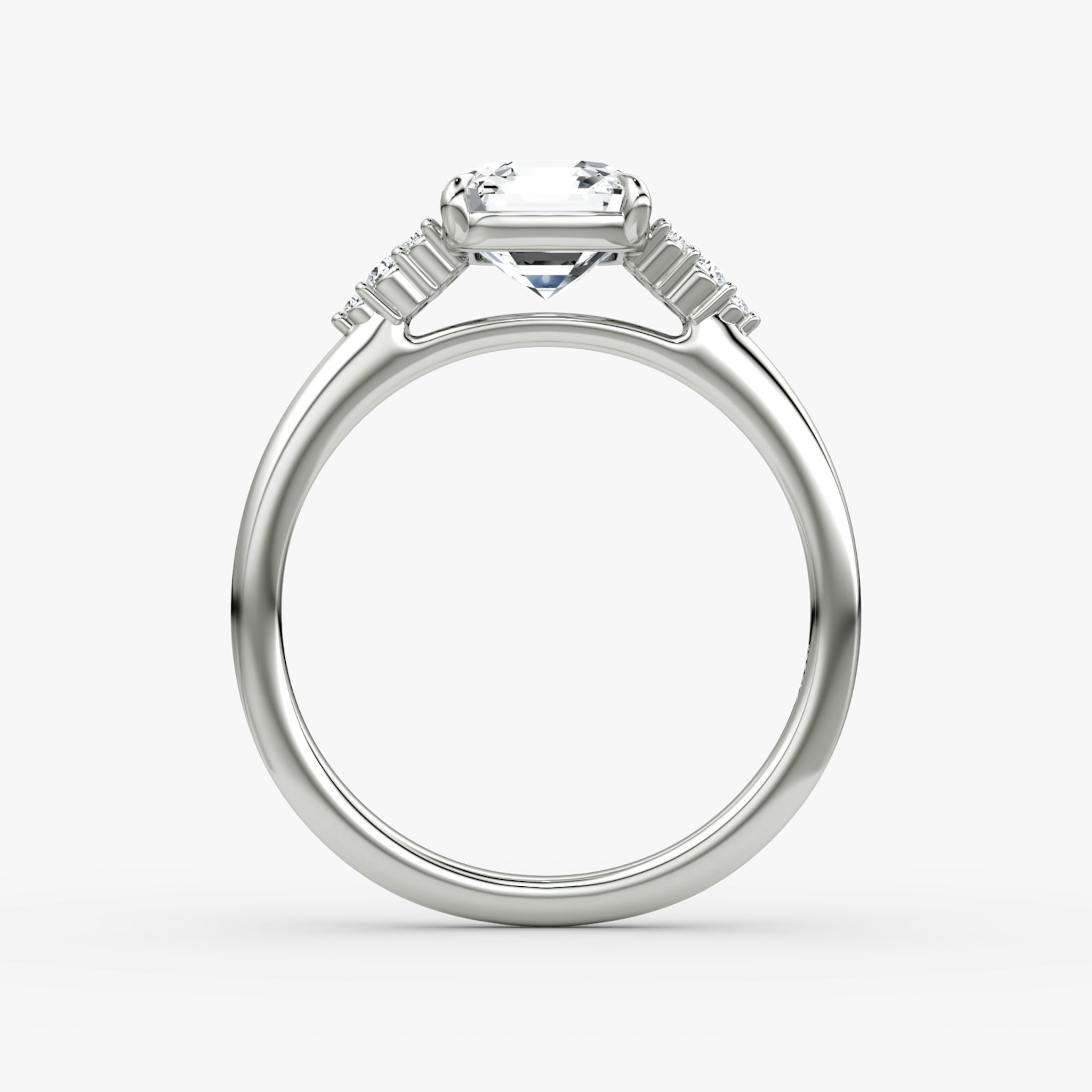 The Side Cluster Cathedral | Asscher | Platinum | bandAccent: Plain | diamondOrientation: vertical | caratWeight: other
