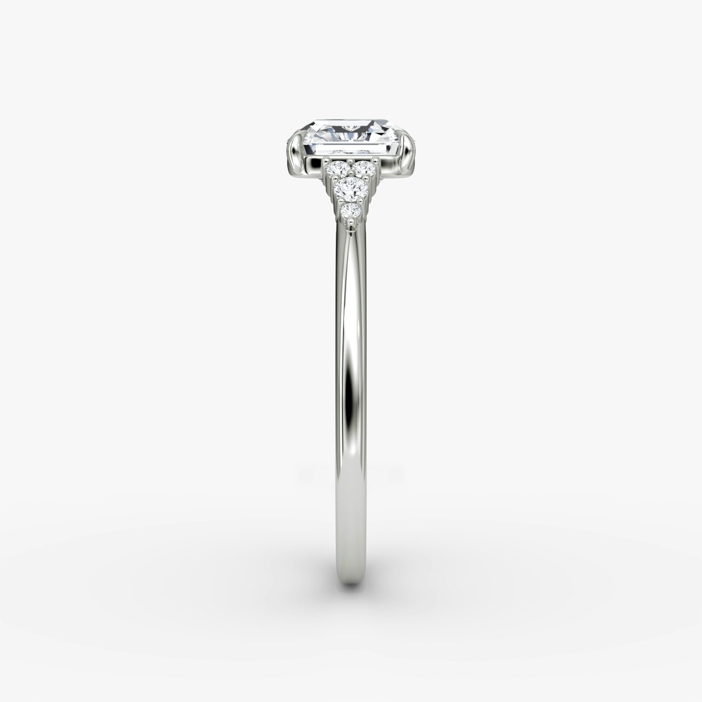 The Side Cluster Cathedral | Asscher | Platinum | bandAccent: Plain | diamondOrientation: vertical | caratWeight: other