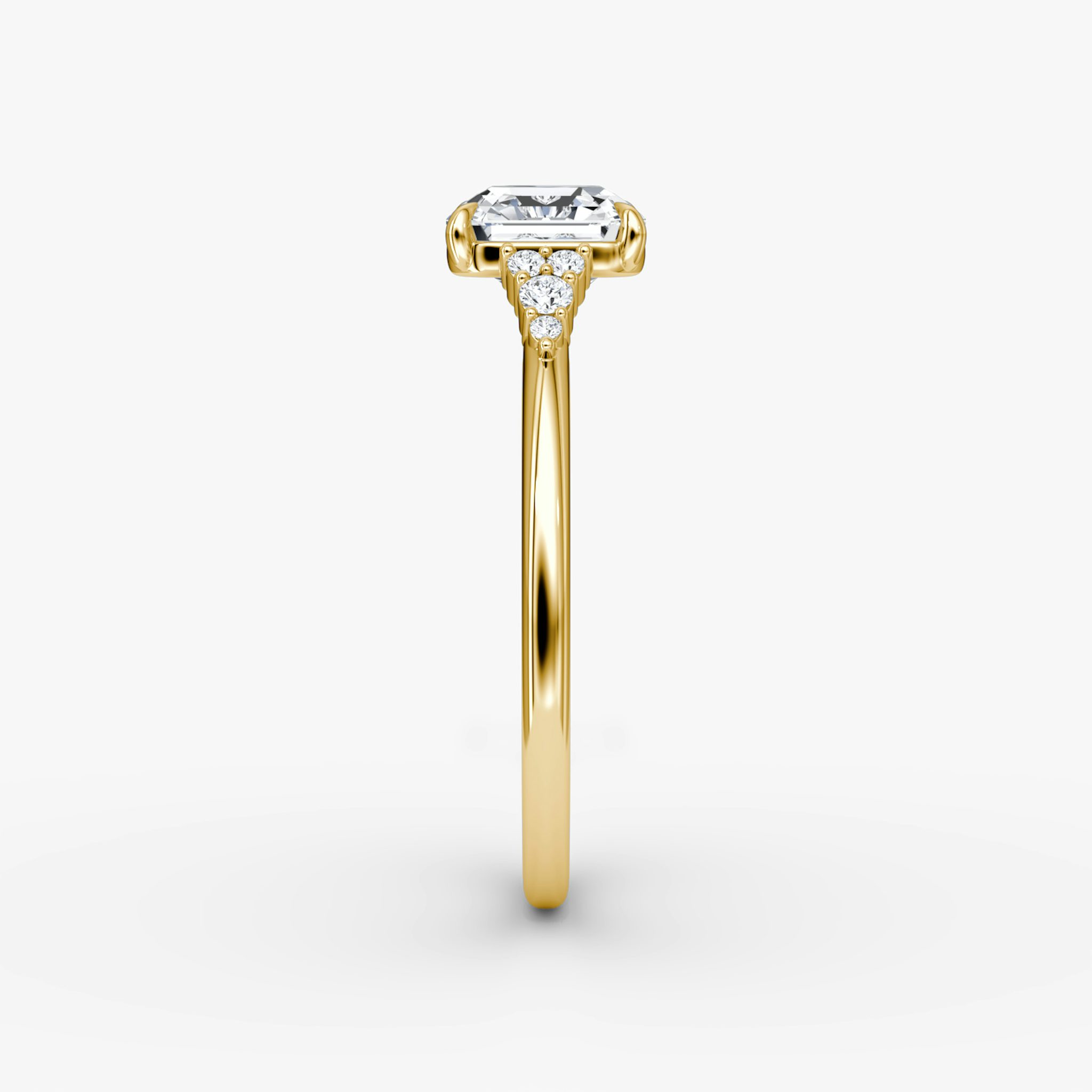 The Side Cluster Cathedral | Asscher | 18k | Yellow Gold | bandAccent: Plain | diamondOrientation: vertical | caratWeight: other
