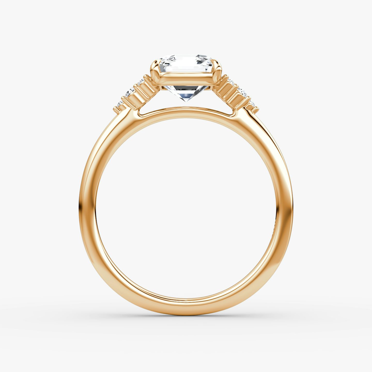 The Side Cluster Cathedral | Asscher | 14k | Rose Gold | bandAccent: Plain | diamondOrientation: vertical | caratWeight: other