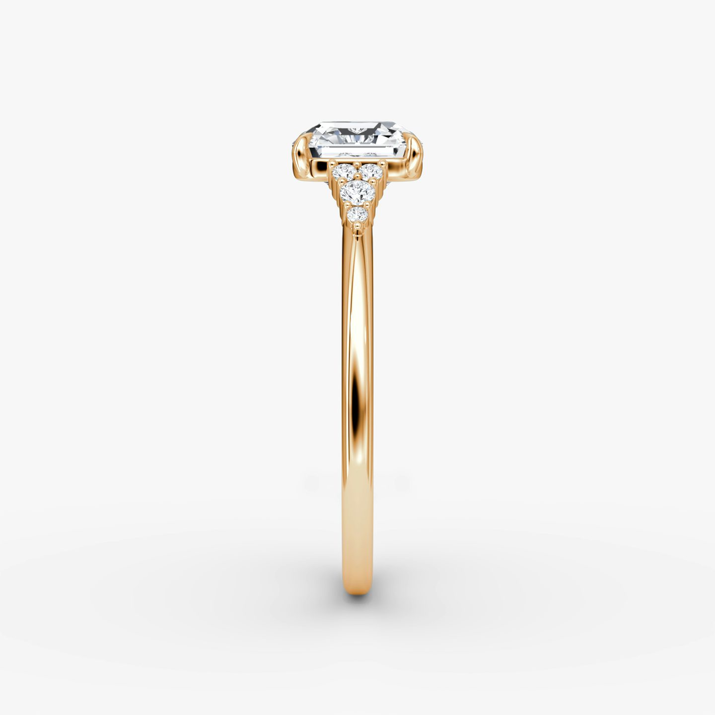 The Side Cluster Cathedral | Asscher | 14k | Rose Gold | bandAccent: Plain | diamondOrientation: vertical | caratWeight: other